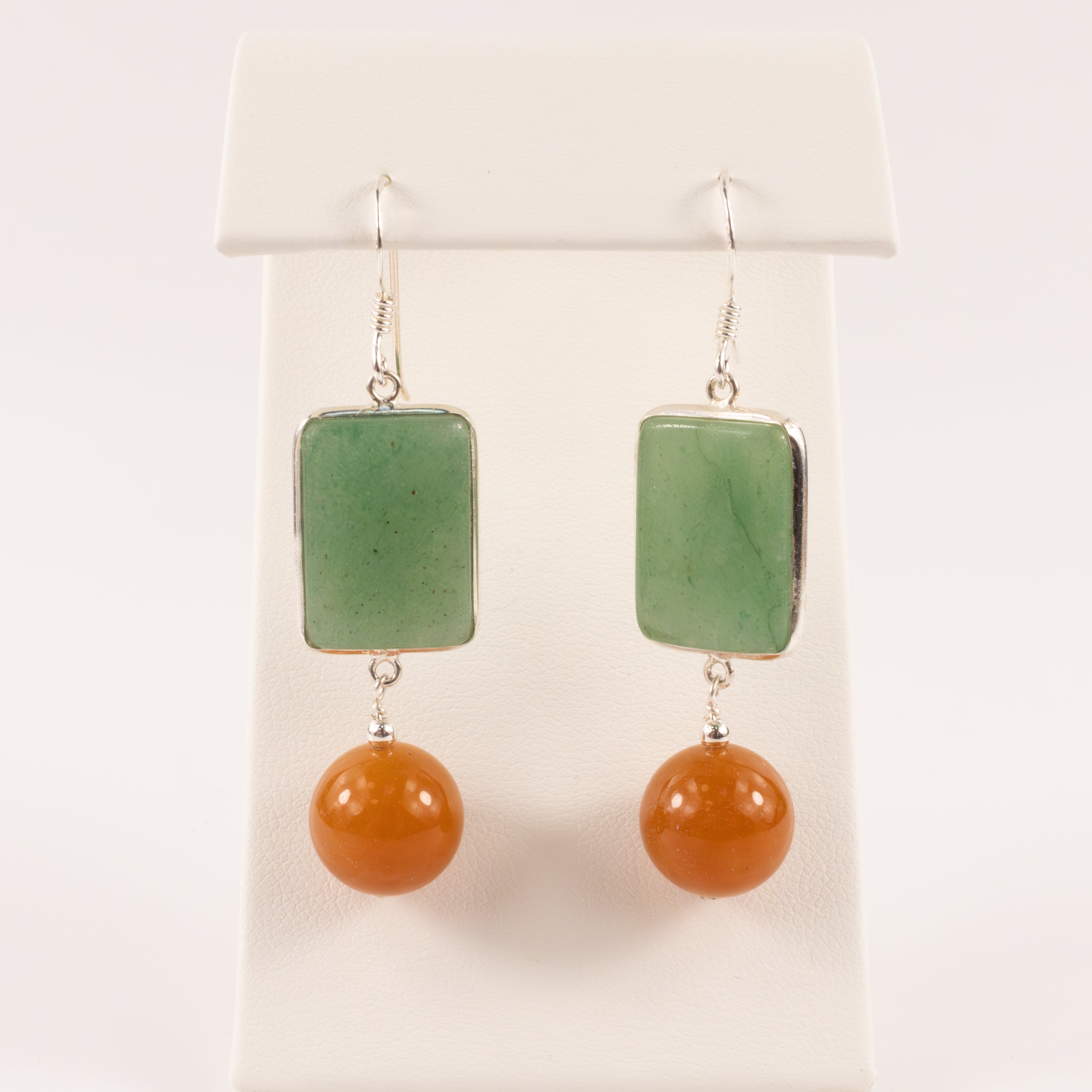 Sterling Silver Adventurine Dangle Earrings