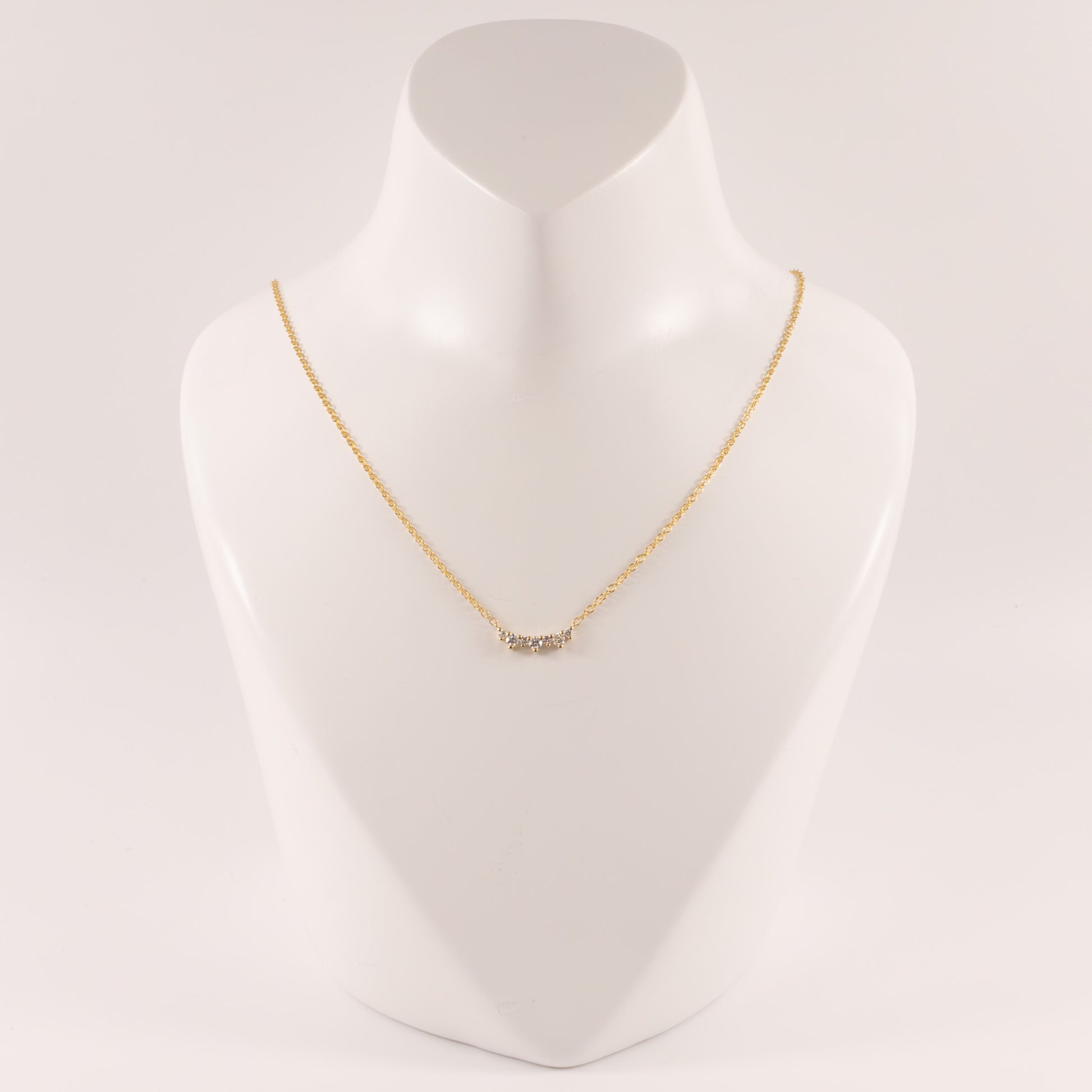 14KYG Diamond Fixed 7-Stone Pointed Curved Necklace