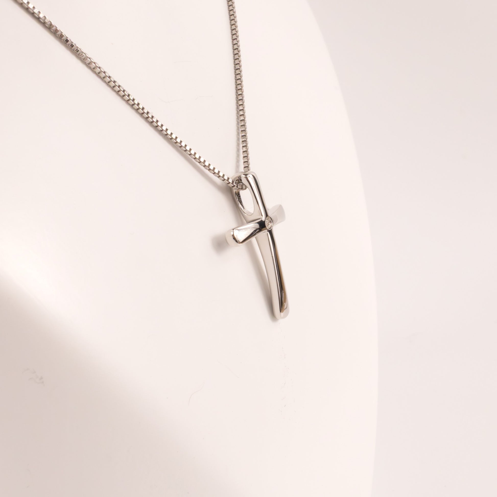 Sterling Silver Diamond Cross Necklace