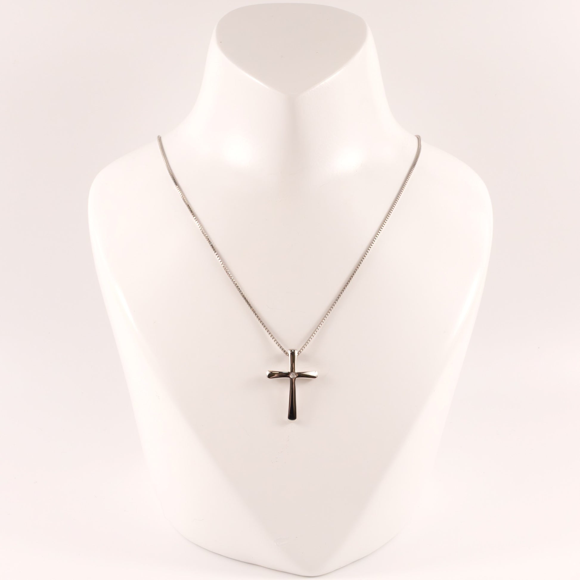 Sterling Silver Diamond Cross Necklace