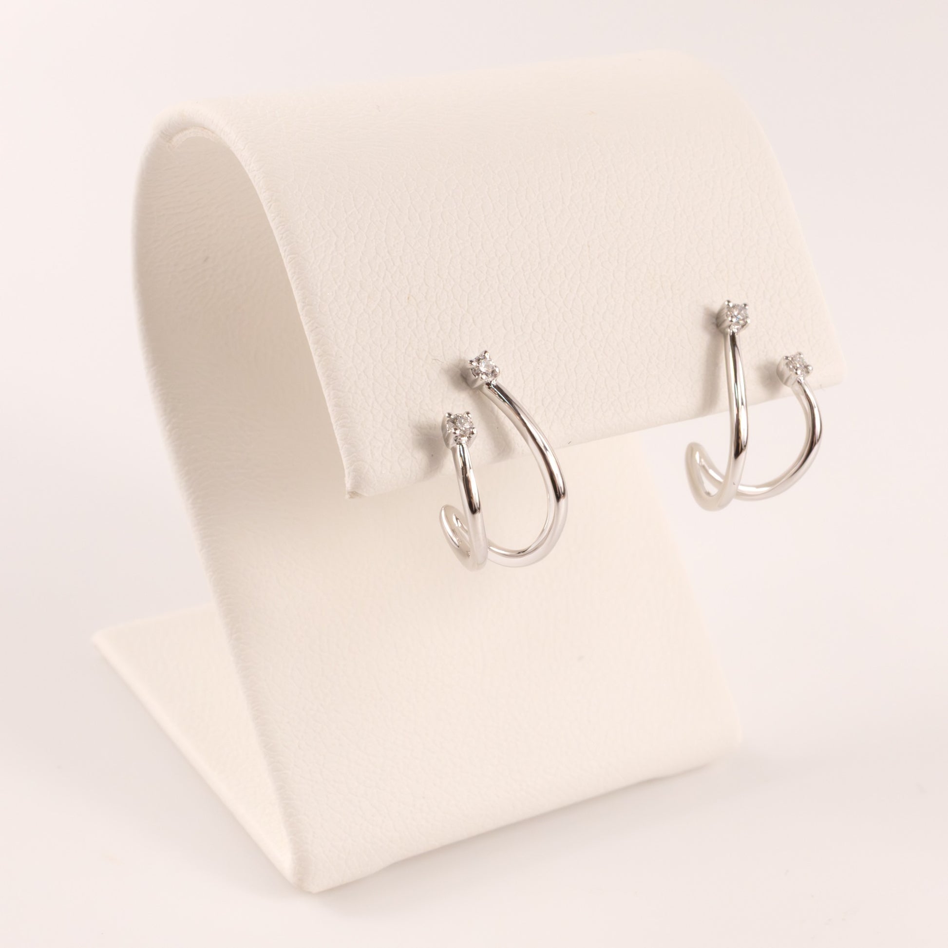 14KWG Diamond Double Loop Cuff Stud Earrings