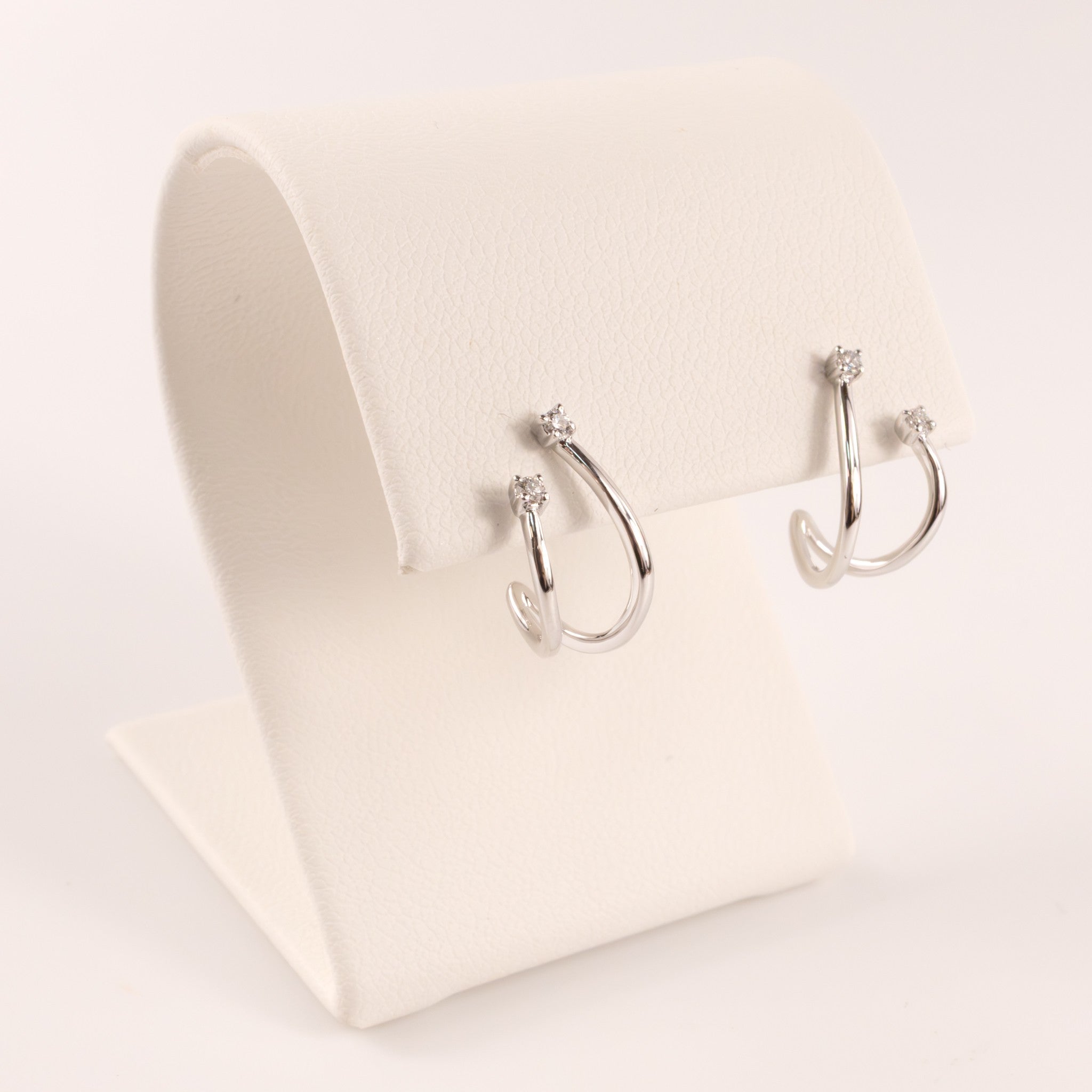 14KWG Diamond Double Loop Cuff Stud Earrings