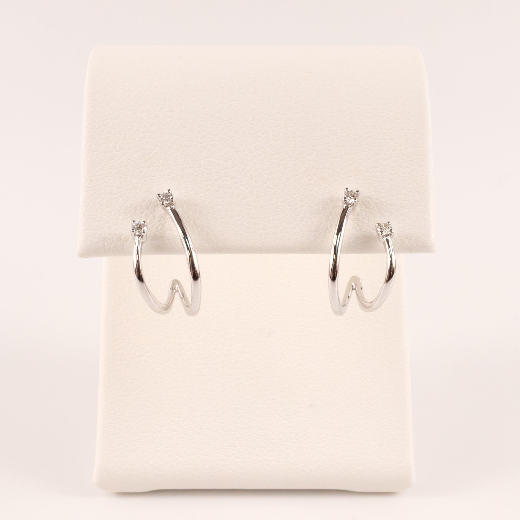 14KWG Diamond Double Loop Cuff Stud Earrings