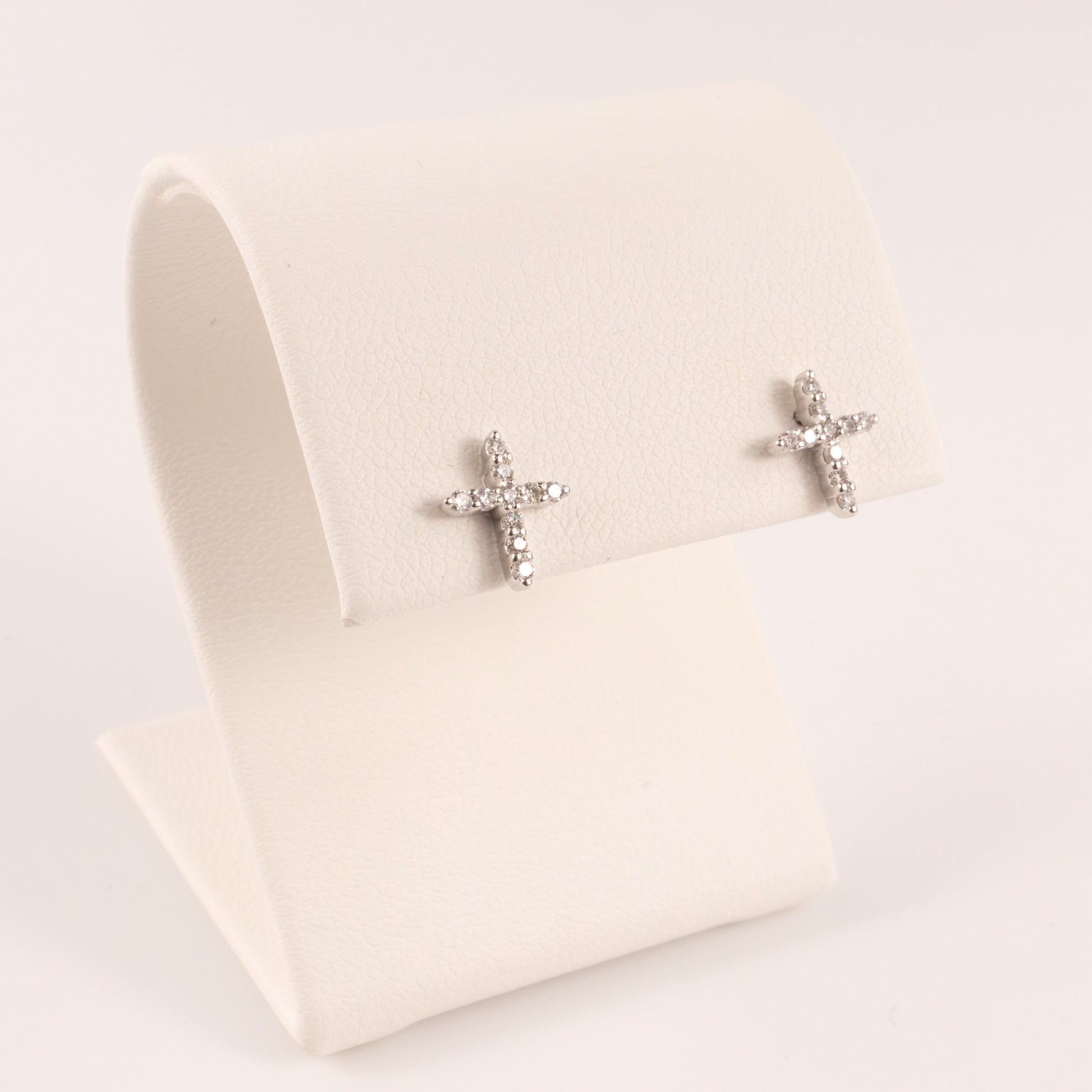 14KWG Diamond Cross Stud Earrings