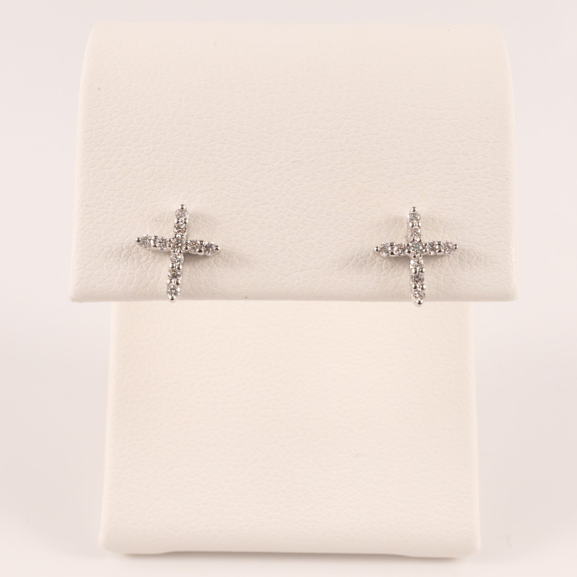 14KWG Diamond Cross Stud Earrings