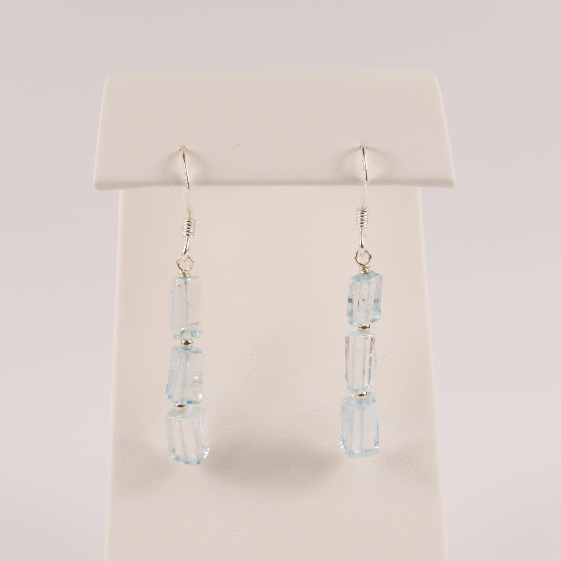 Sterling Silver Blue Quartz Tiered Dangle Earrings