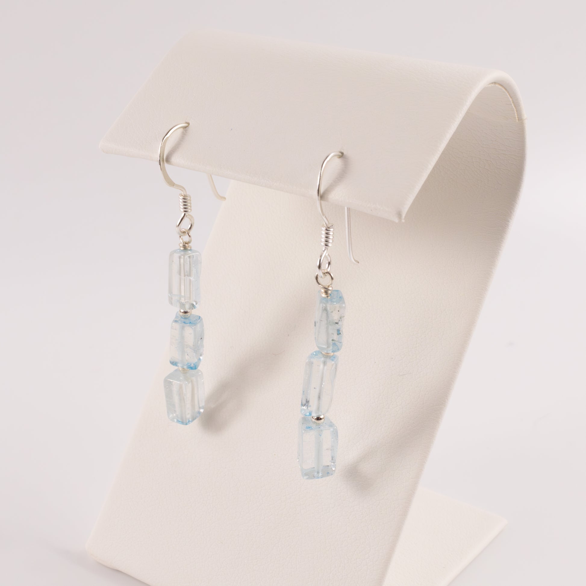 Sterling Silver Blue Quartz Tiered Dangle Earrings