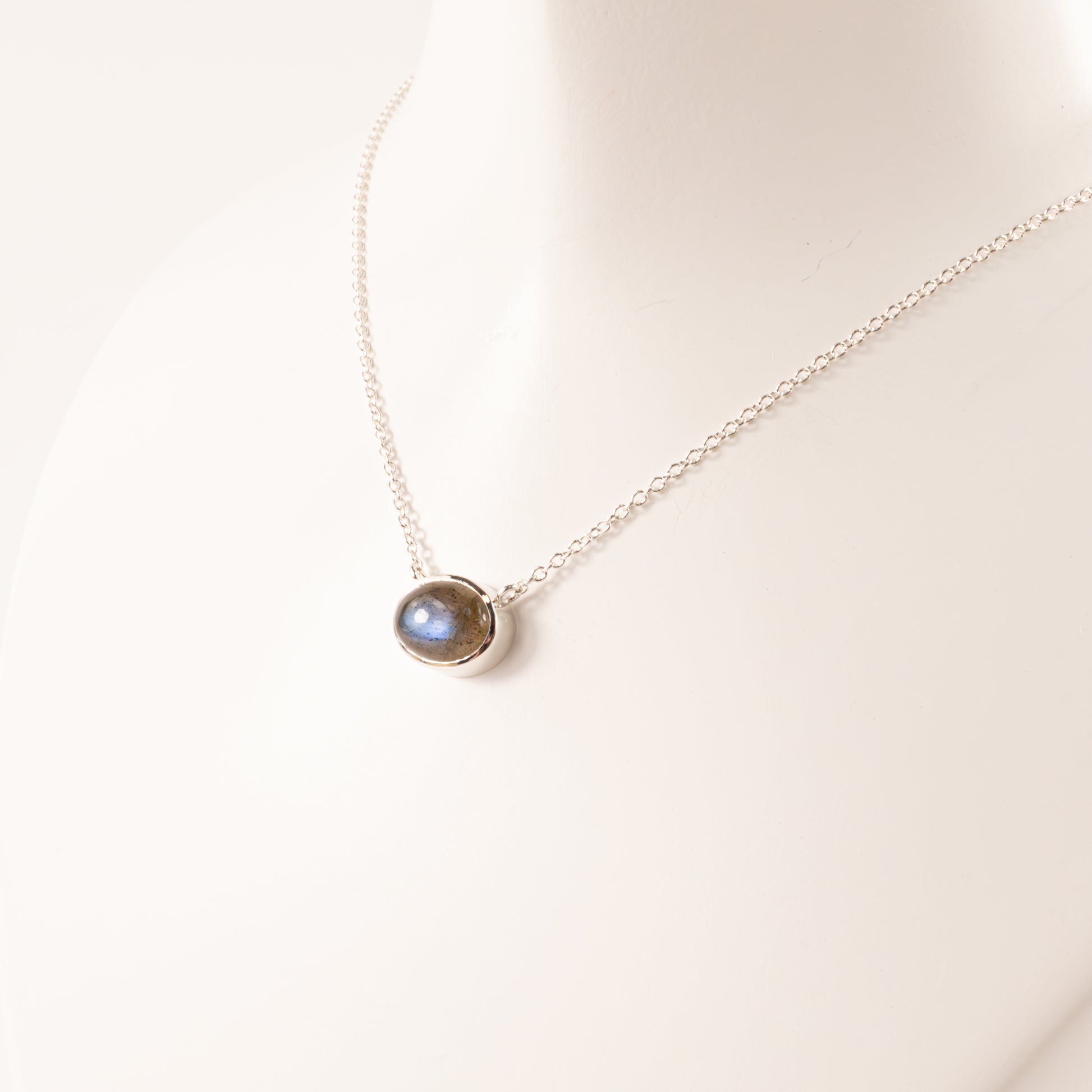 Sterling SIlver Labradorite Bezel Set Necklace