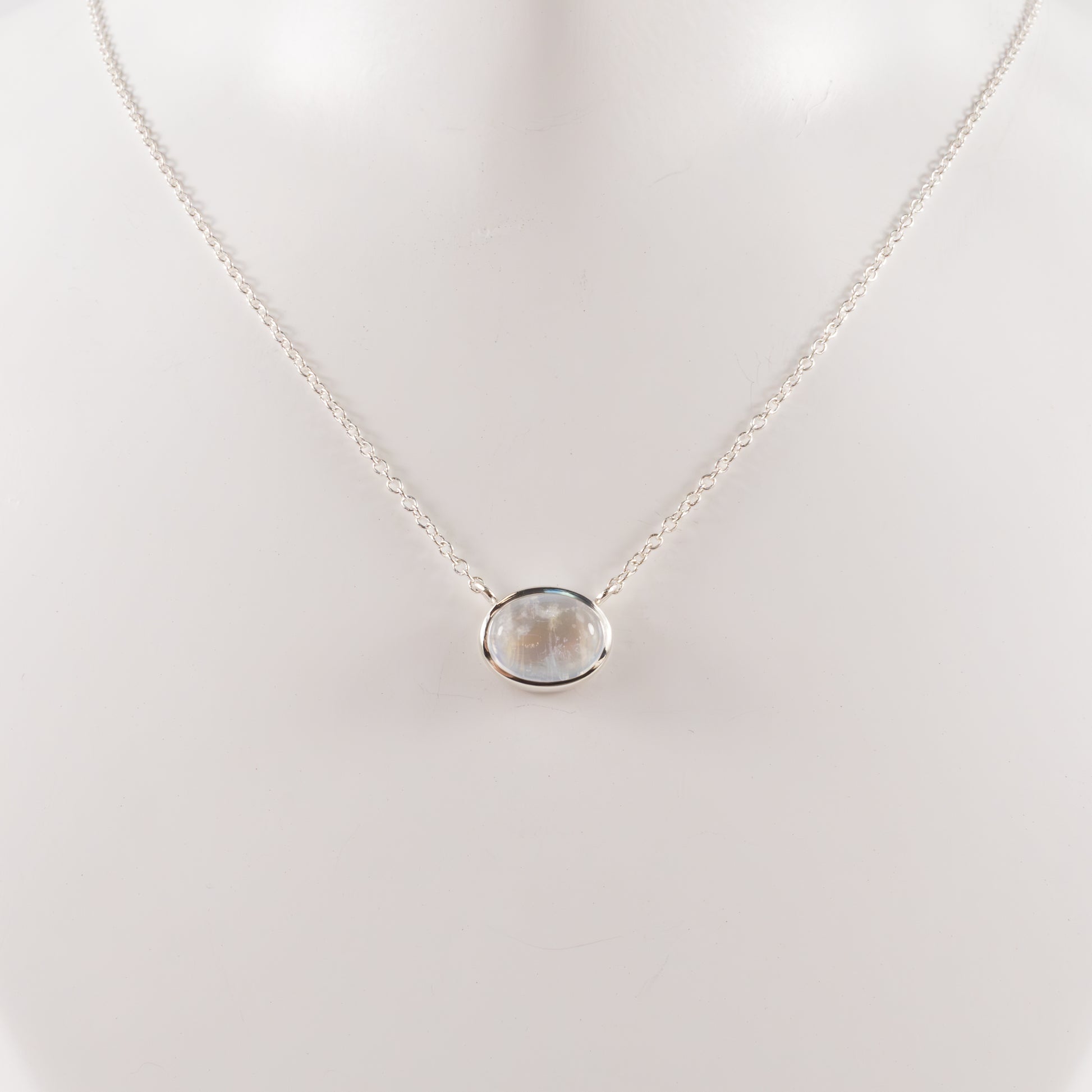 Sterling Silver Moonstone Bezel Necklace
