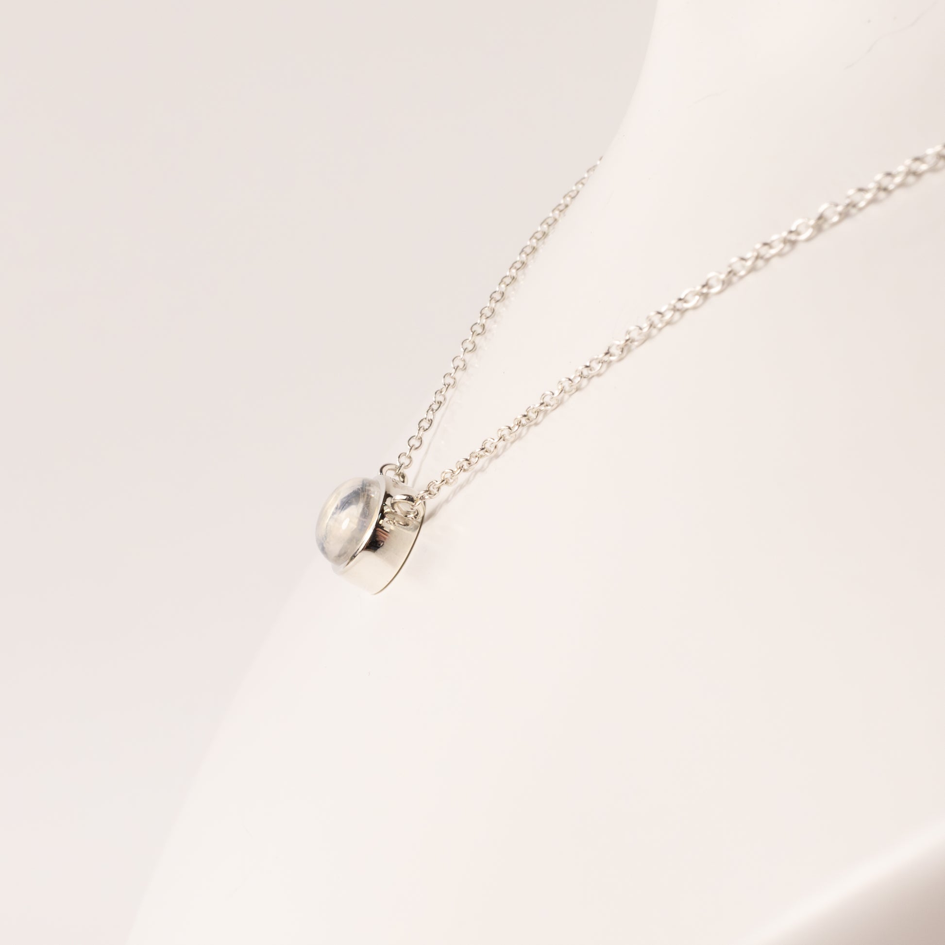 Sterling Silver Rainbow Moonstone Bezel Necklace