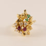 14KYG Diamond, Ruby, and Emerald Cluster Cocktail Ring