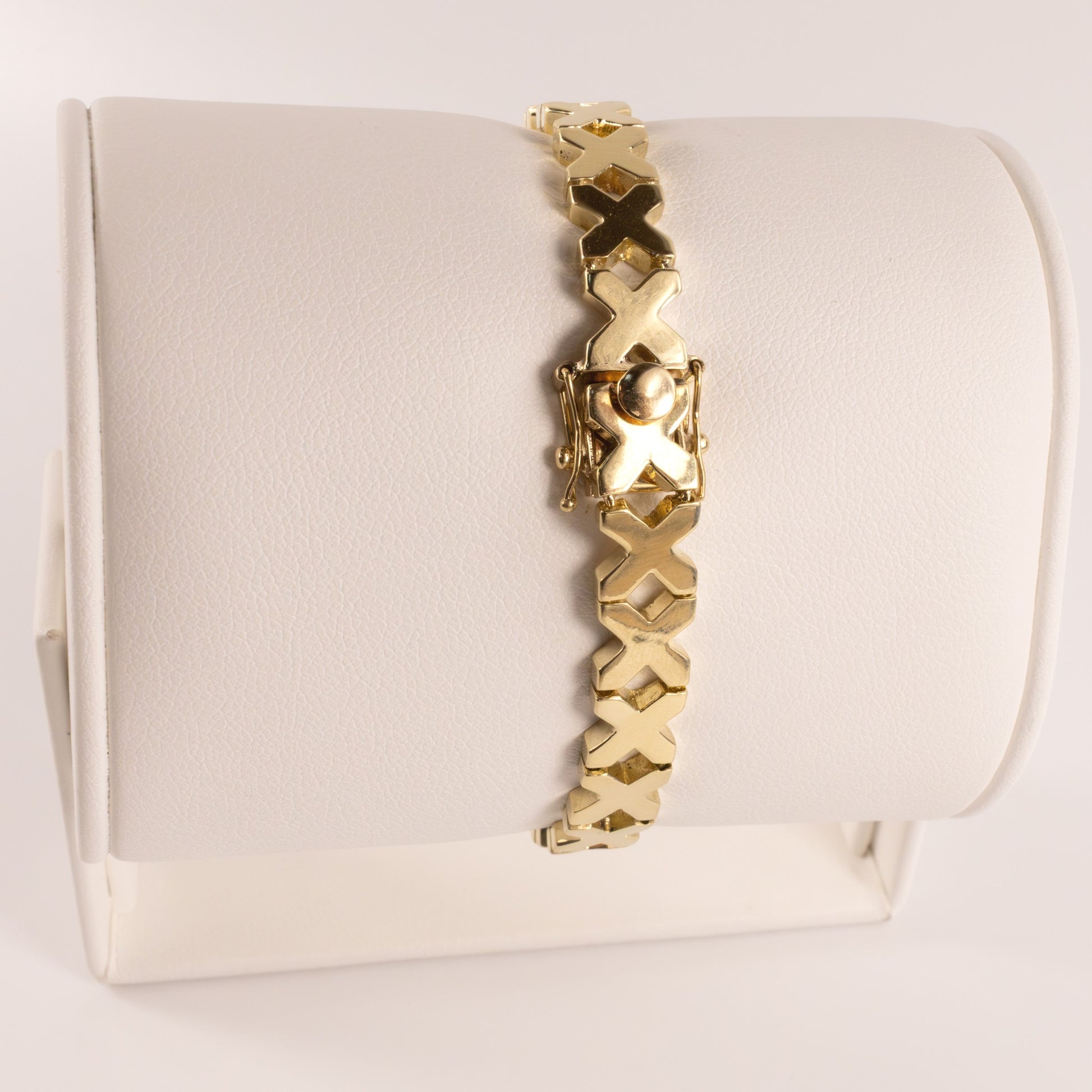 14KYG Diamond 0.30cttw High Polish Cross-Stitch Bracelet