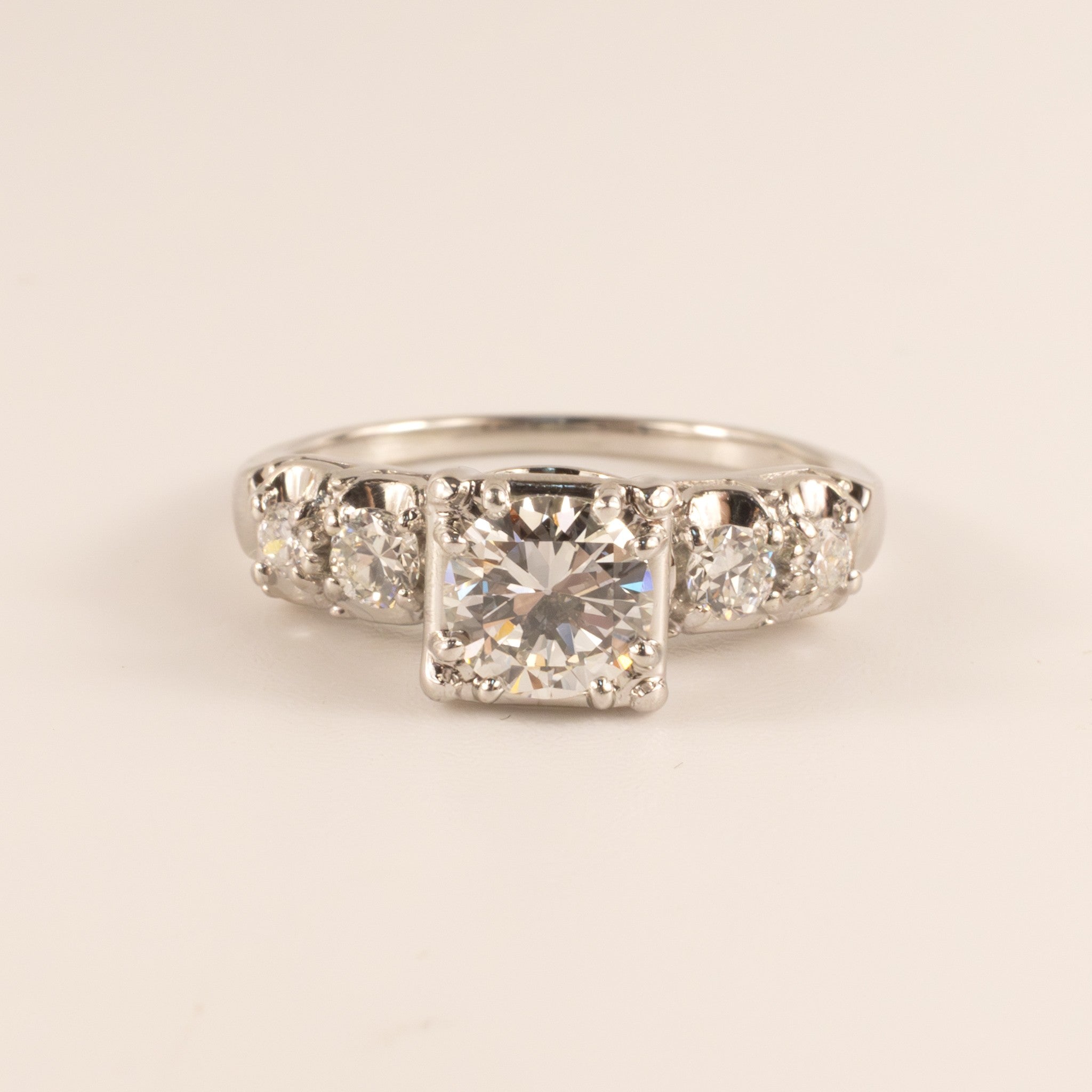 18KWG Vintage Diamond 0.59ct Accented Engagement Ring