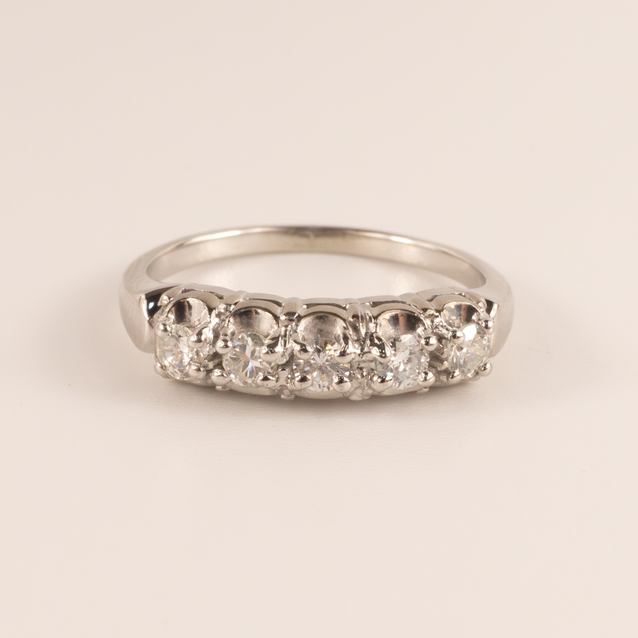 18KWG Vintage Jabel 5-Stone Diamond Band