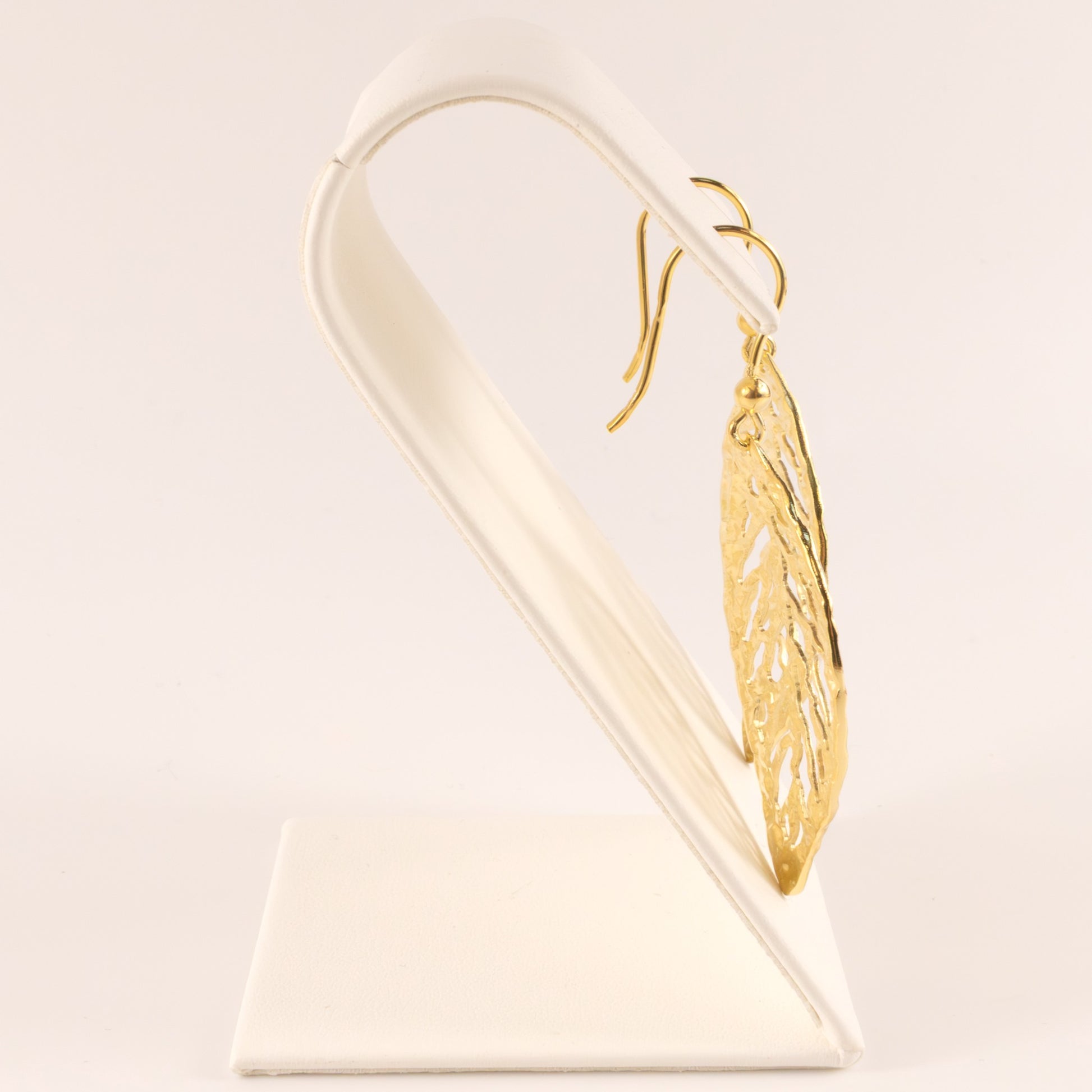 Sterling Silver Gold Plated Leaf Dangle Earrings