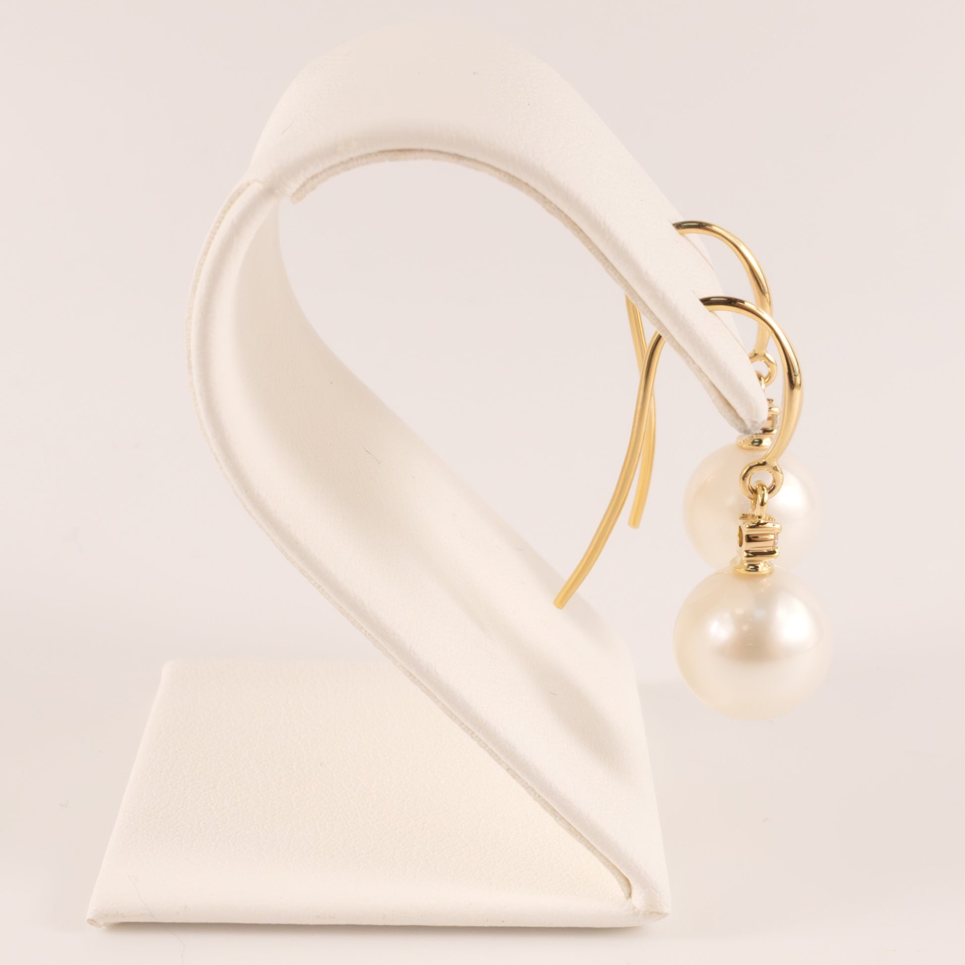 14KYG Pearl and Diamond Drop Dangle Earrings