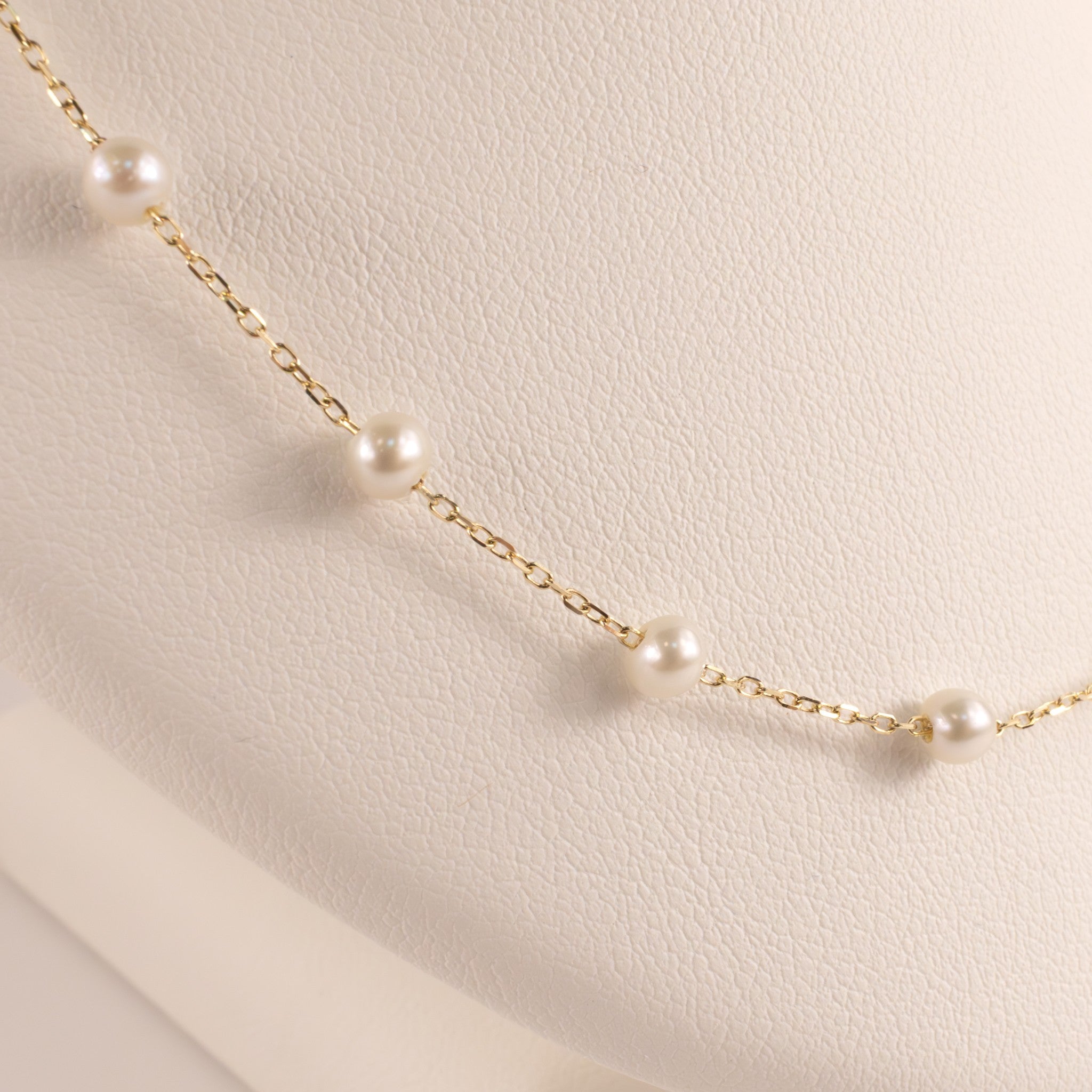 14KYG Pearl Dainty Station Necklace