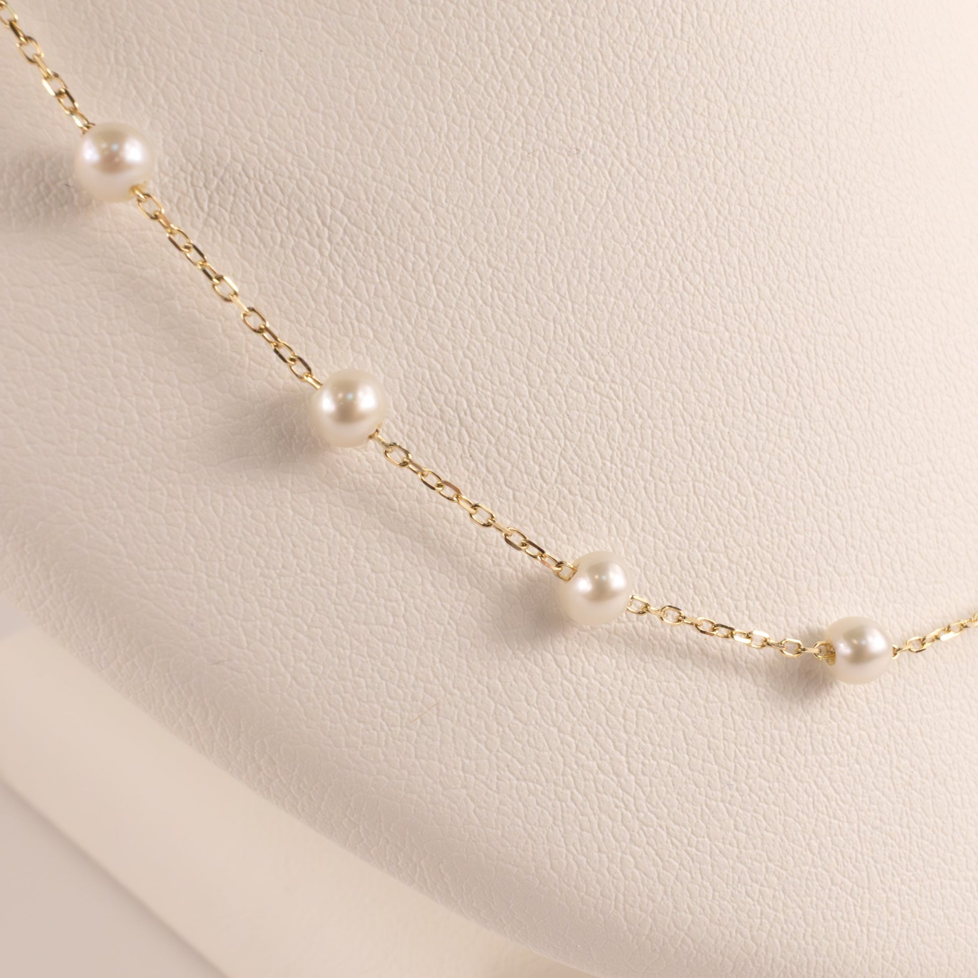 14KYG Pearl Dainty Station Necklace