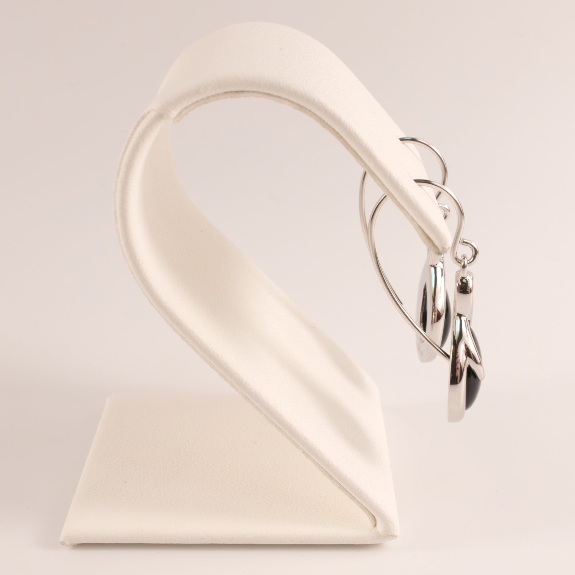 Sterling Silver Onyx Bezel Teardrop Dangle Earrings