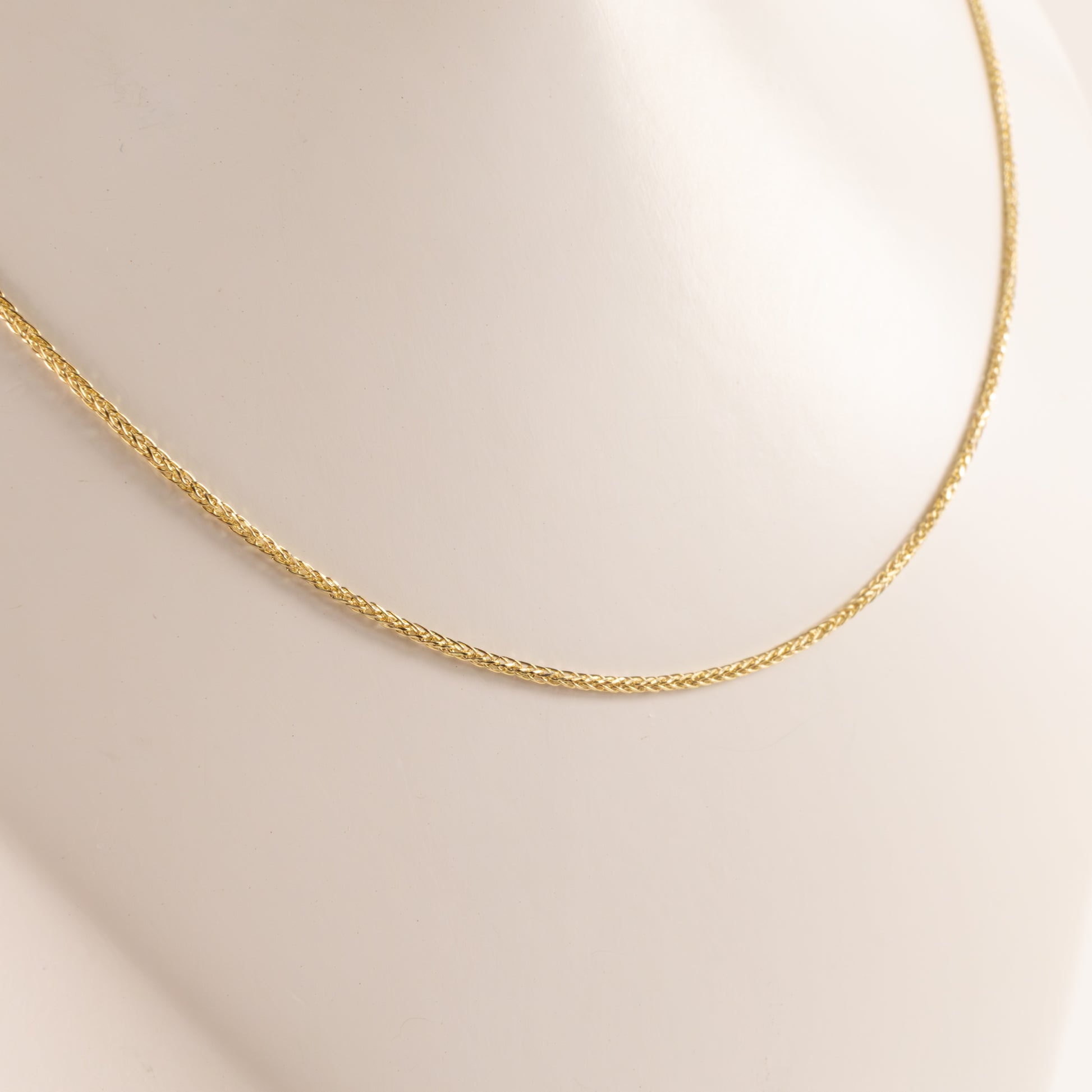 14KYG Diamond Cut Spiga Chain 0.9mm 16"