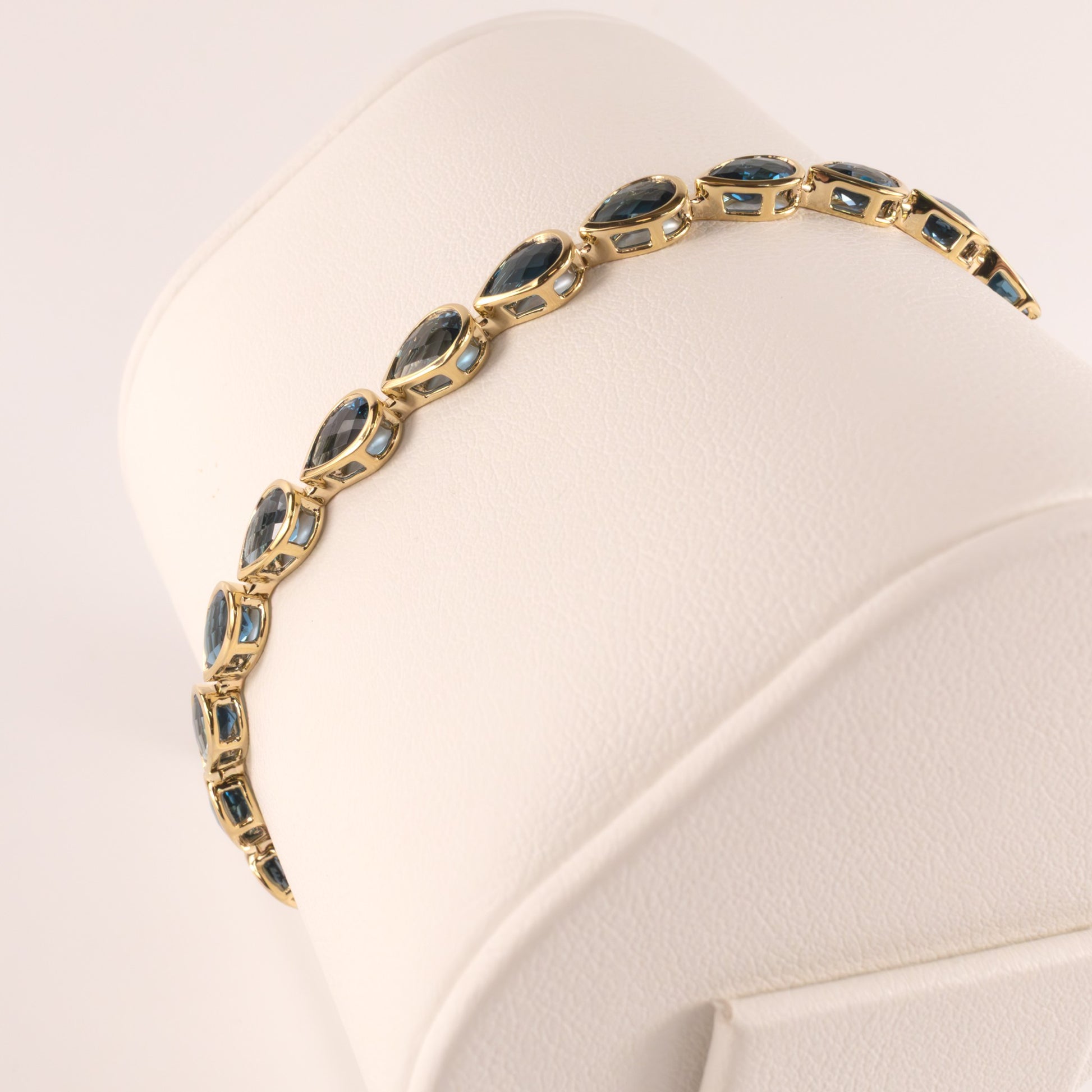 14KYG London Blue Topaz Pear Bezel Set Bracelet