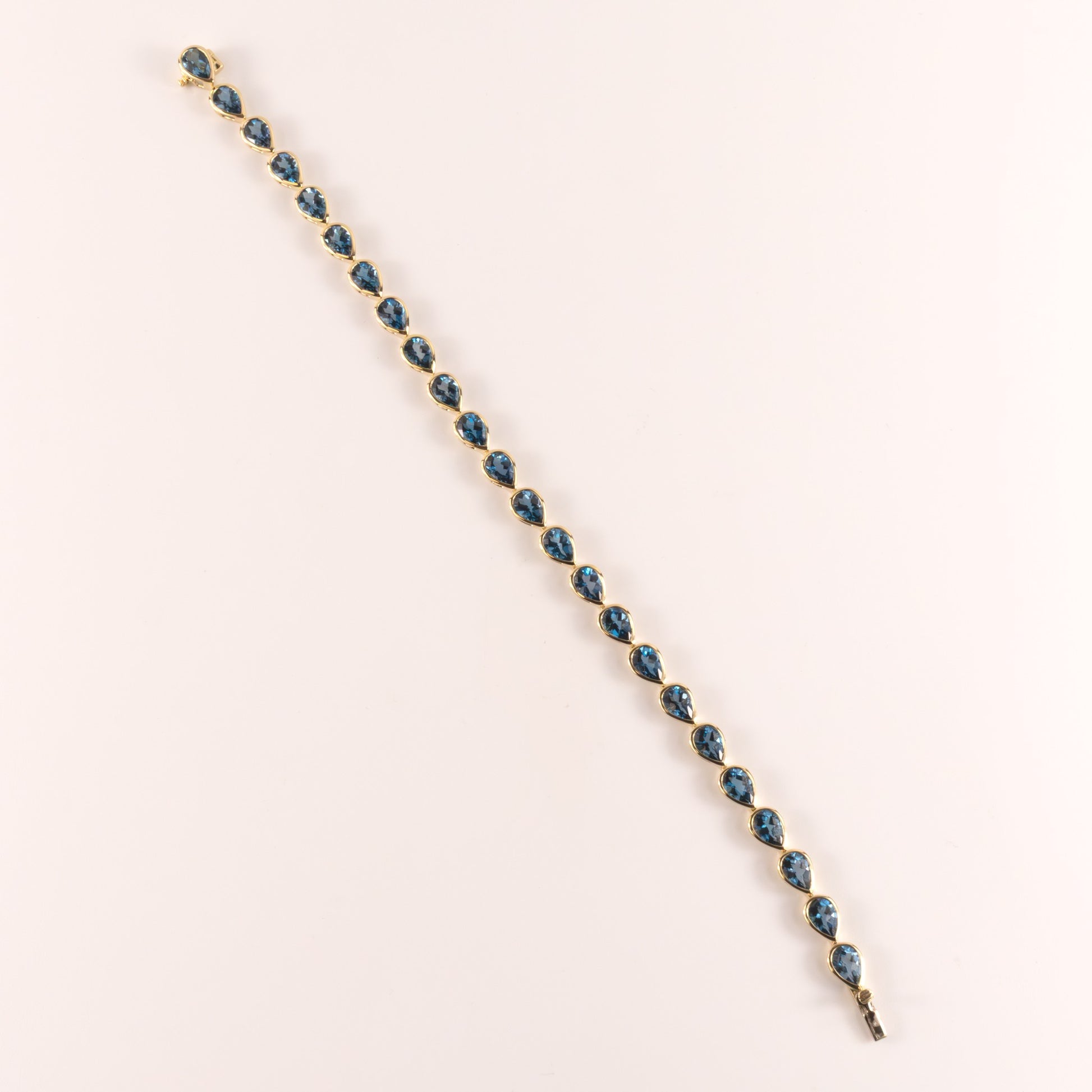 14KYG London Blue Topaz Pear Bezel Set Bracelet