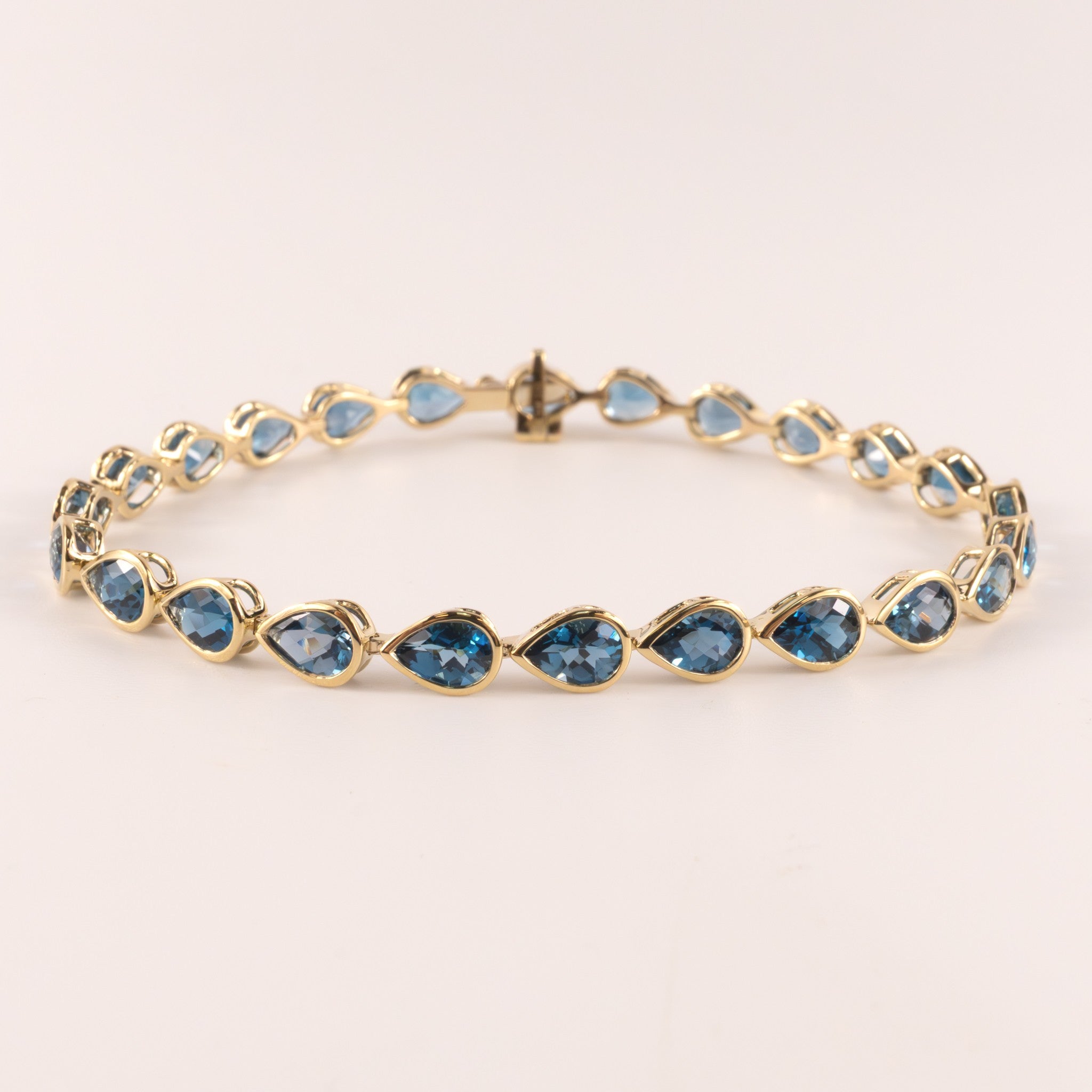 14KYG London Blue Topaz Pear Bezel Set Bracelet
