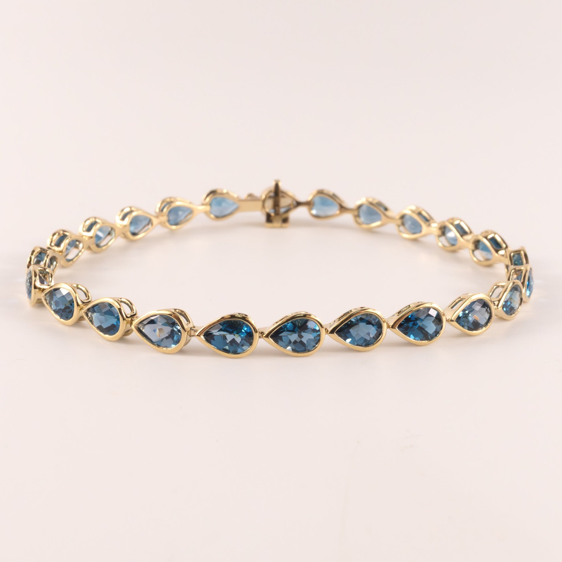 14KYG London Blue Topaz Pear Bezel Set Bracelet