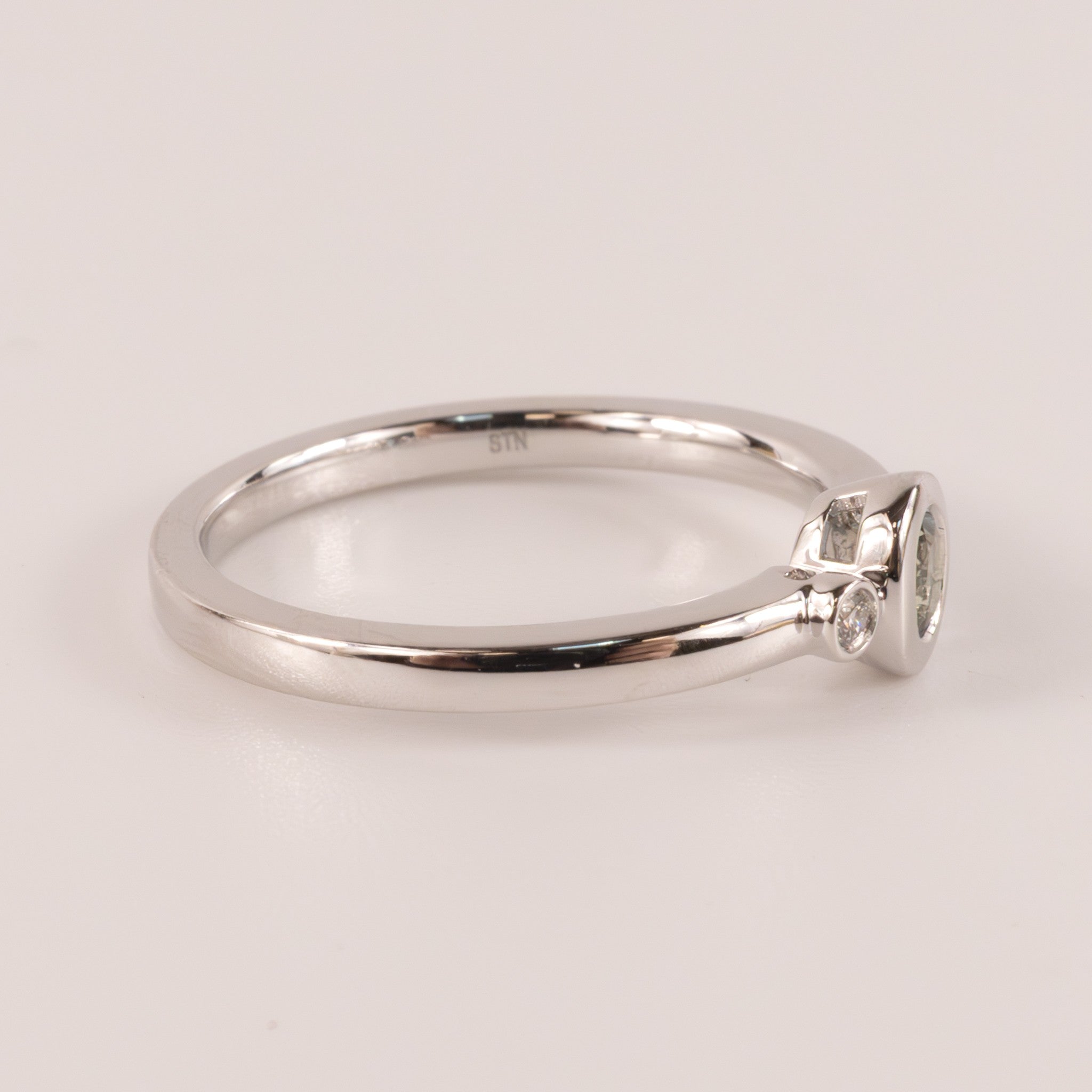 14KWG Alexandrite and Diamond Bezel Set Ring