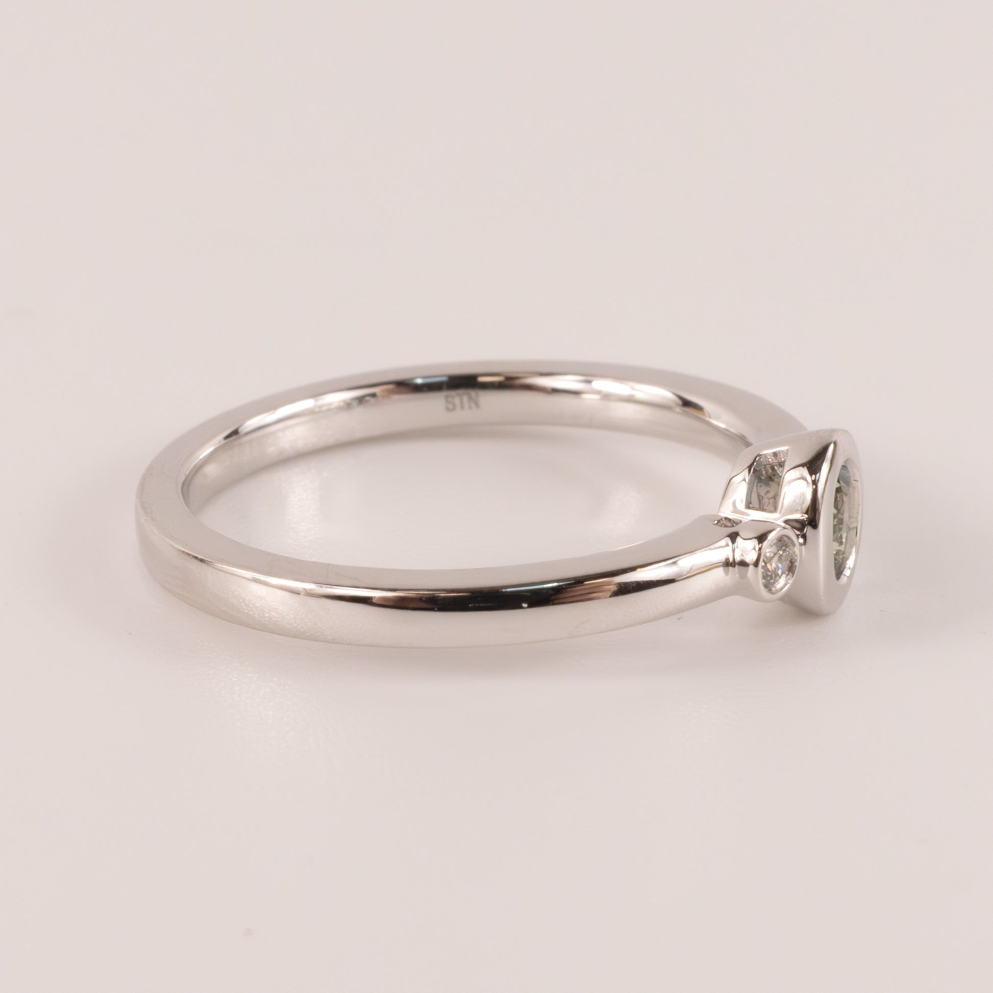 14KWG Alexandrite and Diamond Bezel Set Ring