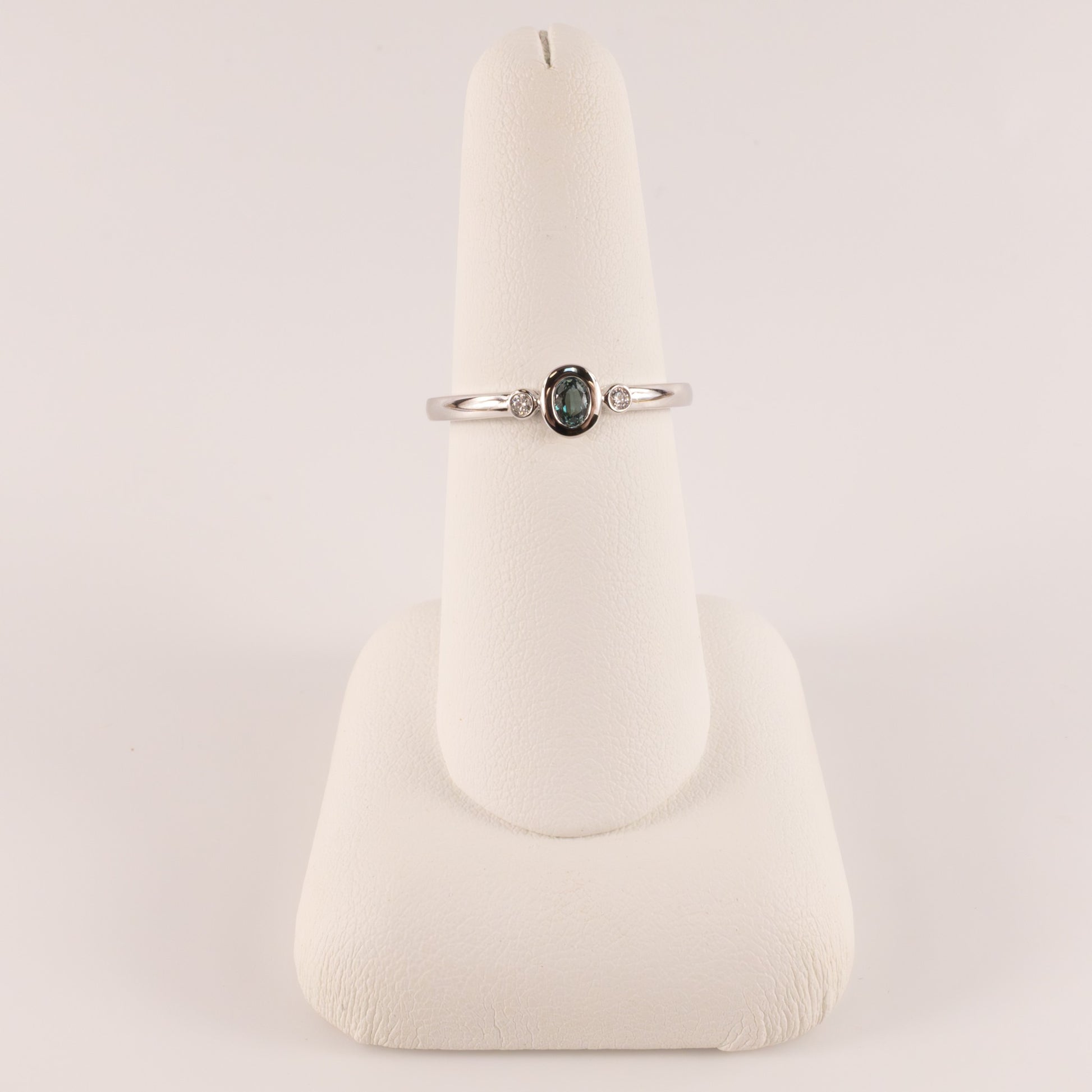 14KWG Alexandrite and Diamond Bezel Set Ring