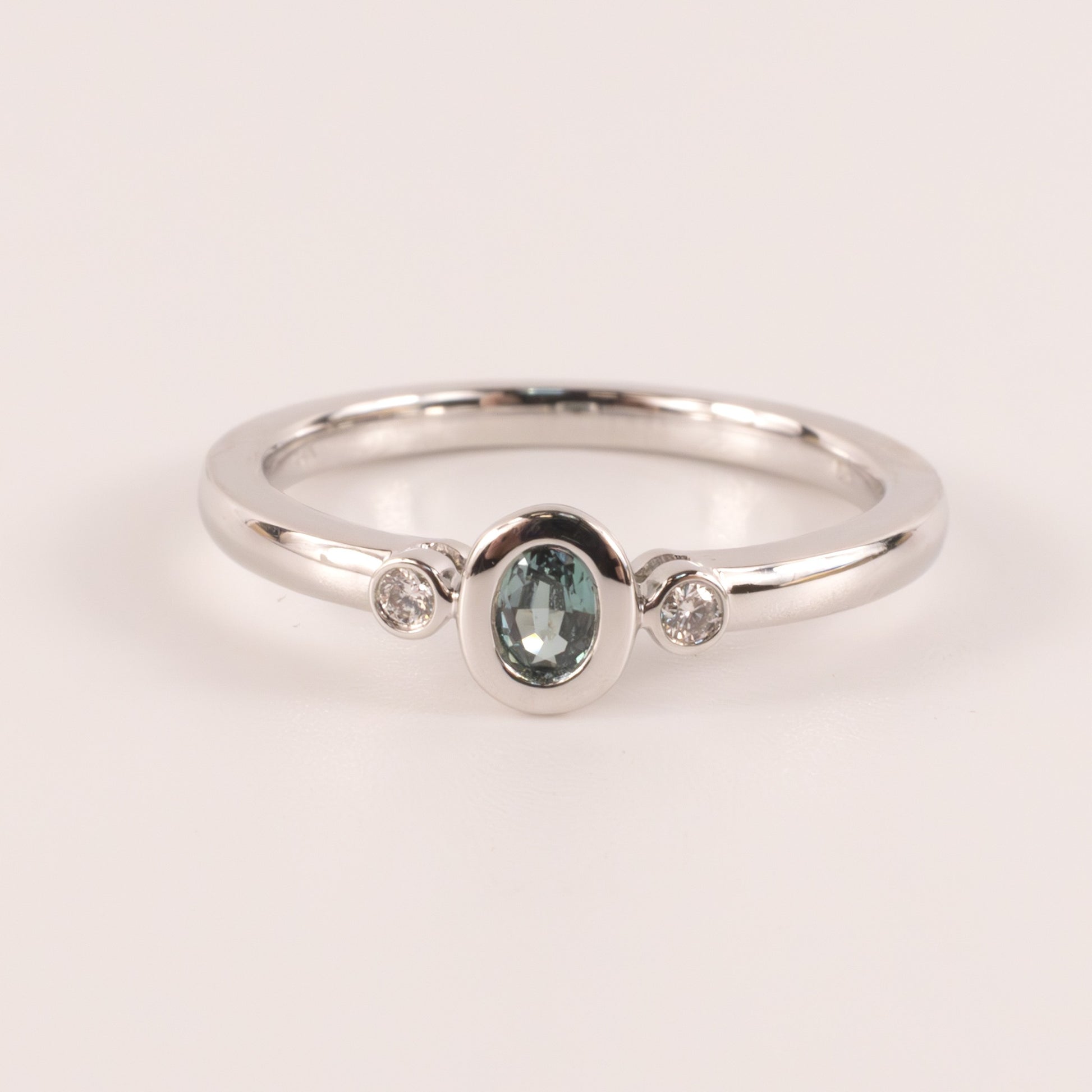 14KWG Alexandrite and Diamond Bezel Set Ring