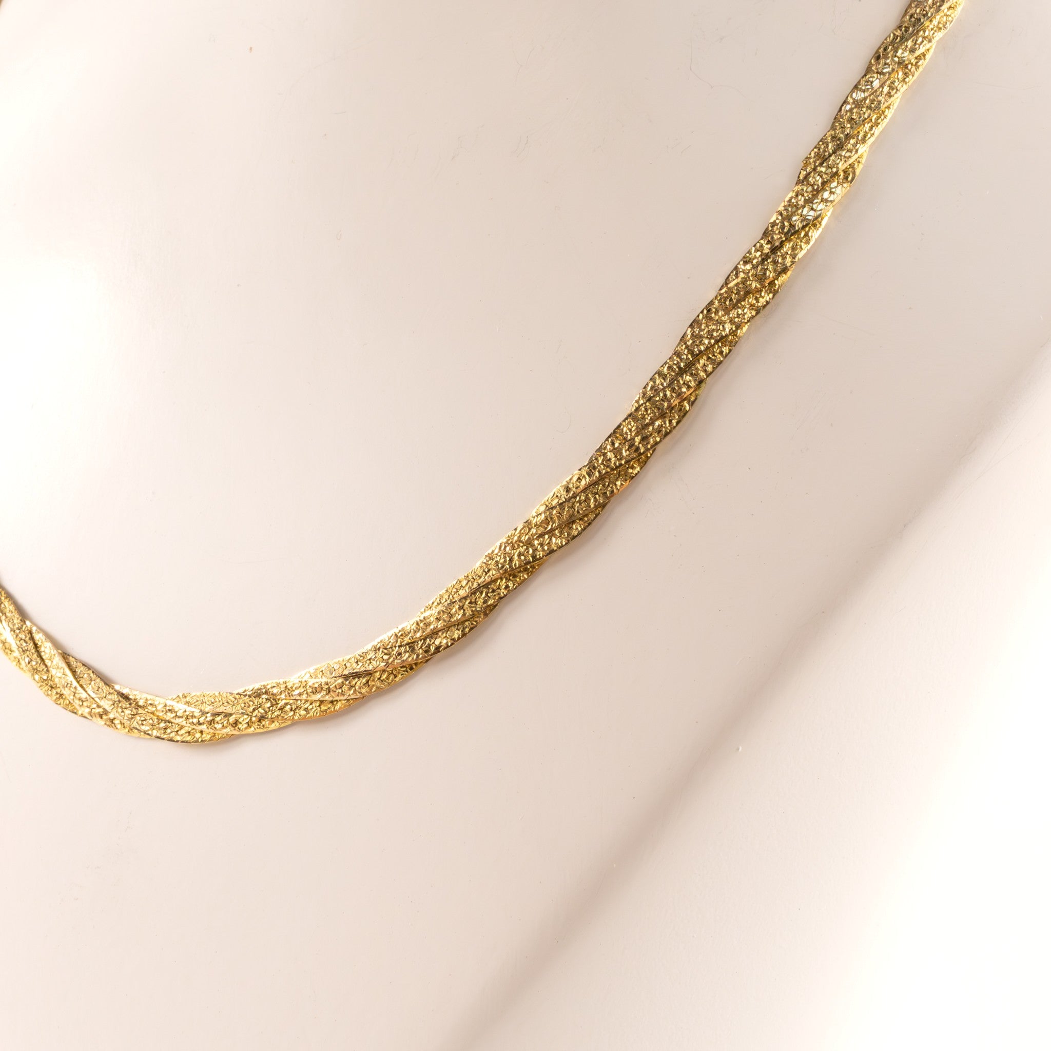 14KYG Braided Herringbone Chain 3.3mm 16"