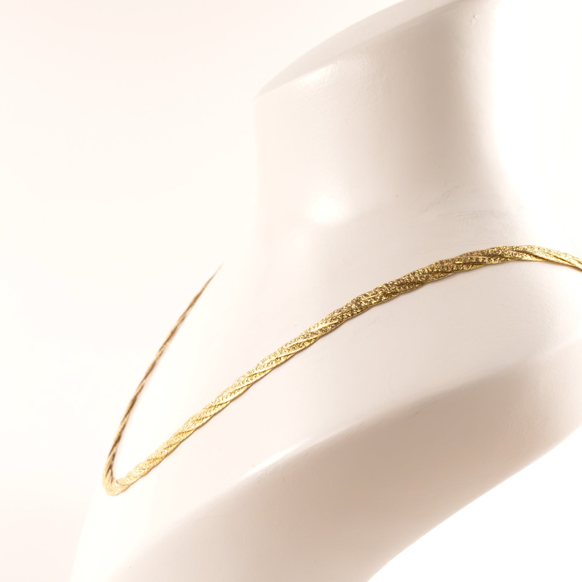 14KYG Braided Herringbone Chain 3.3mm 16"