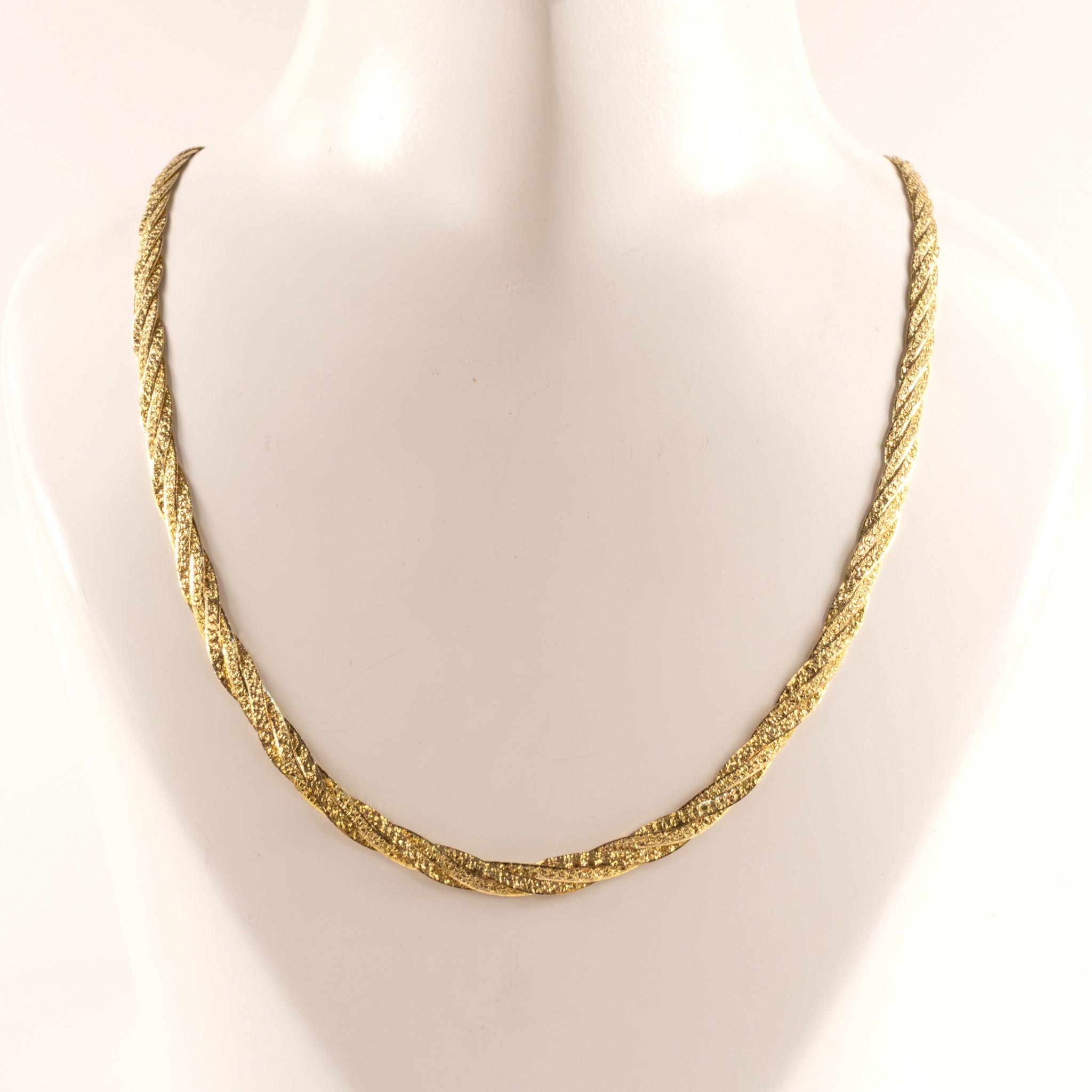 14KYG Braided Herringbone Chain 3.3mm 16"