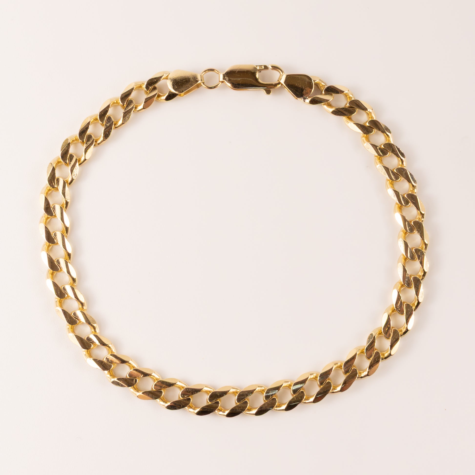 14KYG Beveled Curb Chain Mens Bracelet