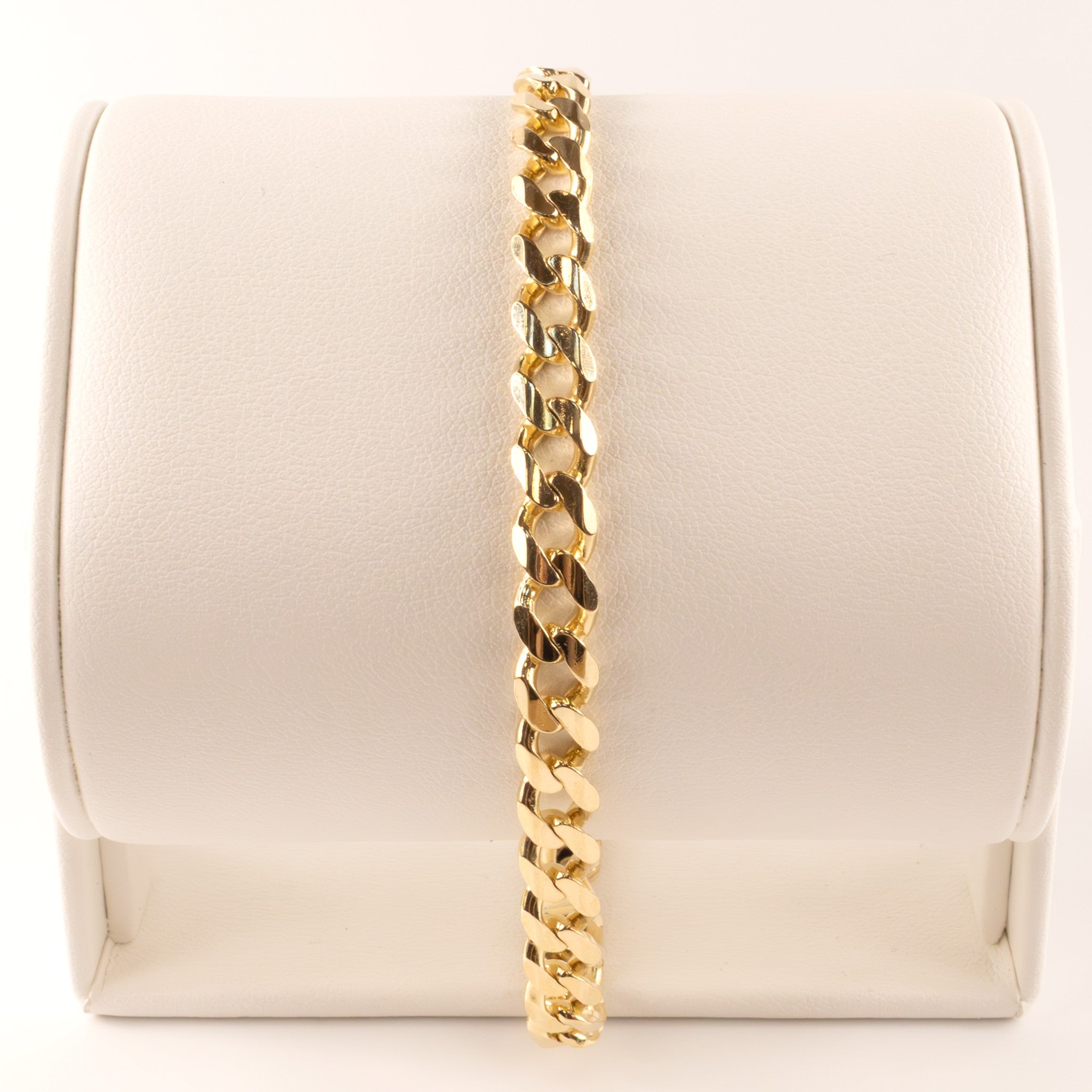 14KYG Beveled Curb Chain Mens Bracelet