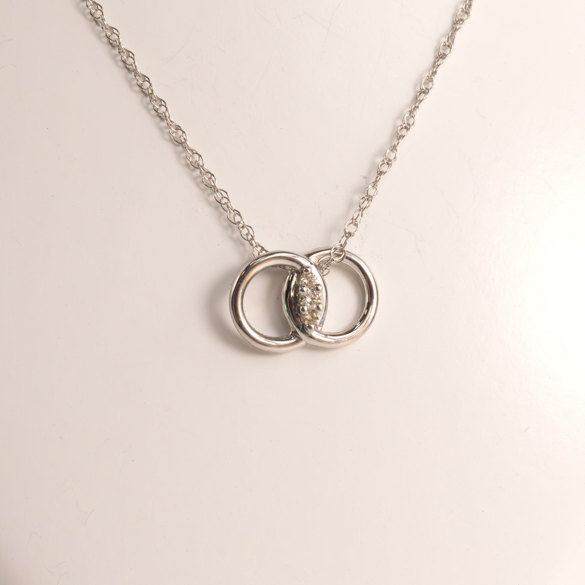Sterling Silver Diamond Marriage Symbol Necklace