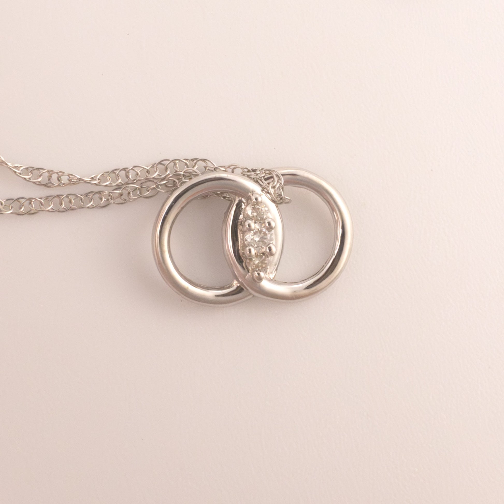 Sterling Silver Diamond Marriage Symbol Necklace