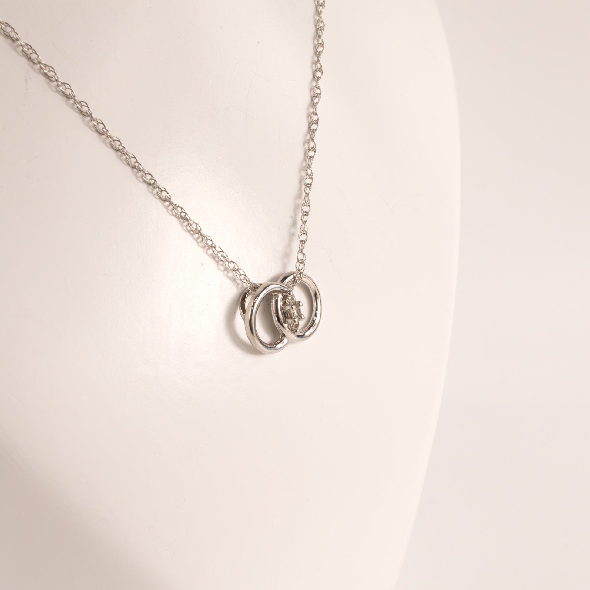 Sterling Silver Diamond Marriage Symbol Necklace