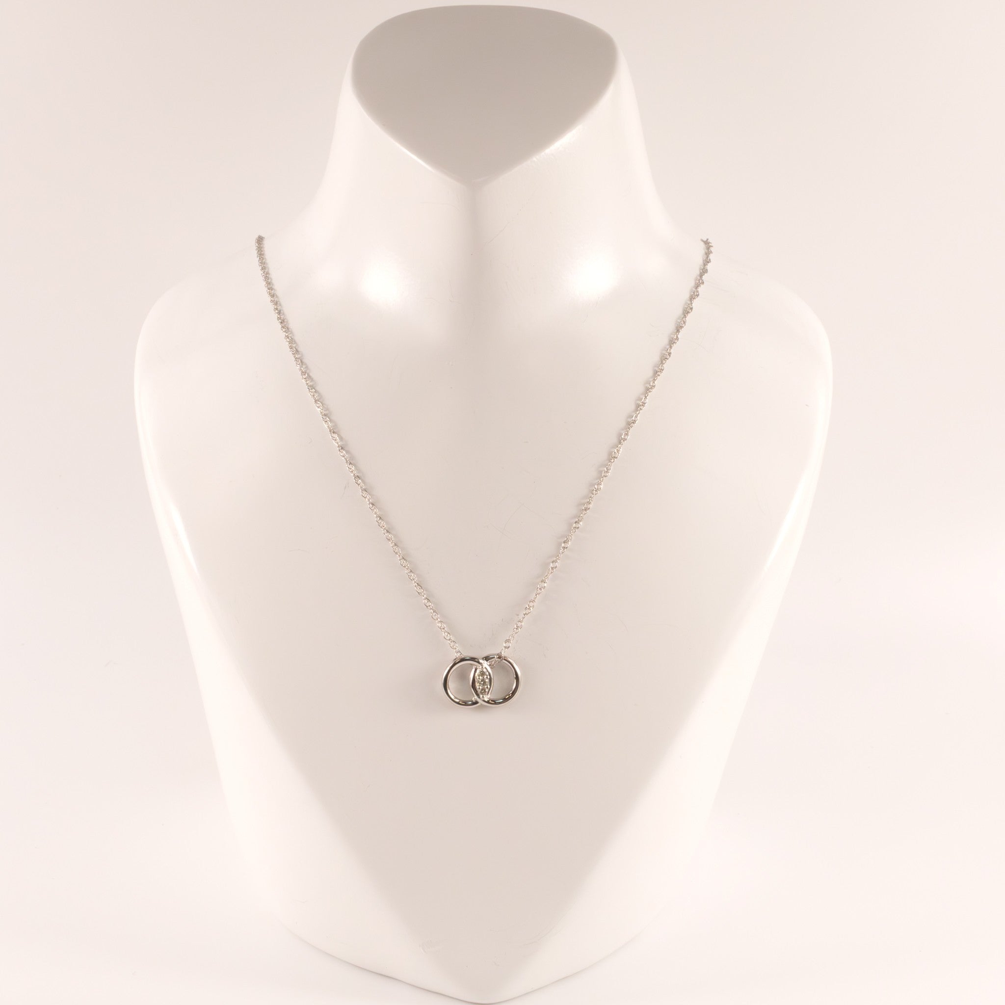 Sterling Silver Diamond Marriage Symbol Necklace
