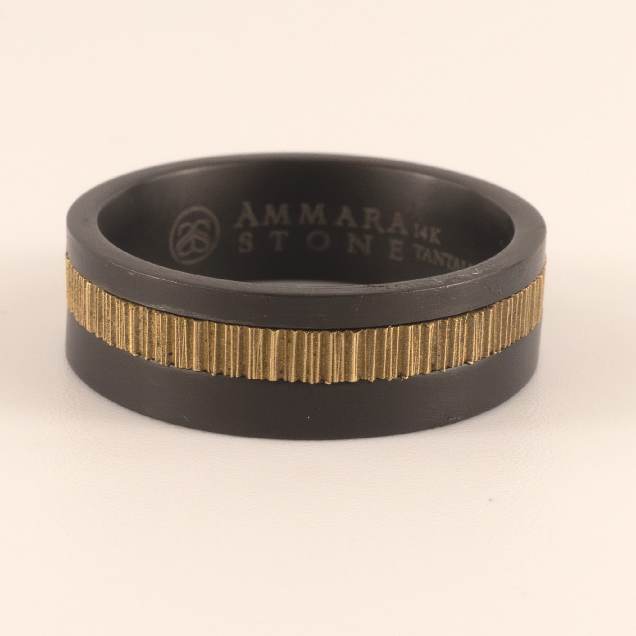 Tantalum & 14KYG Micro Bark Mens Ring