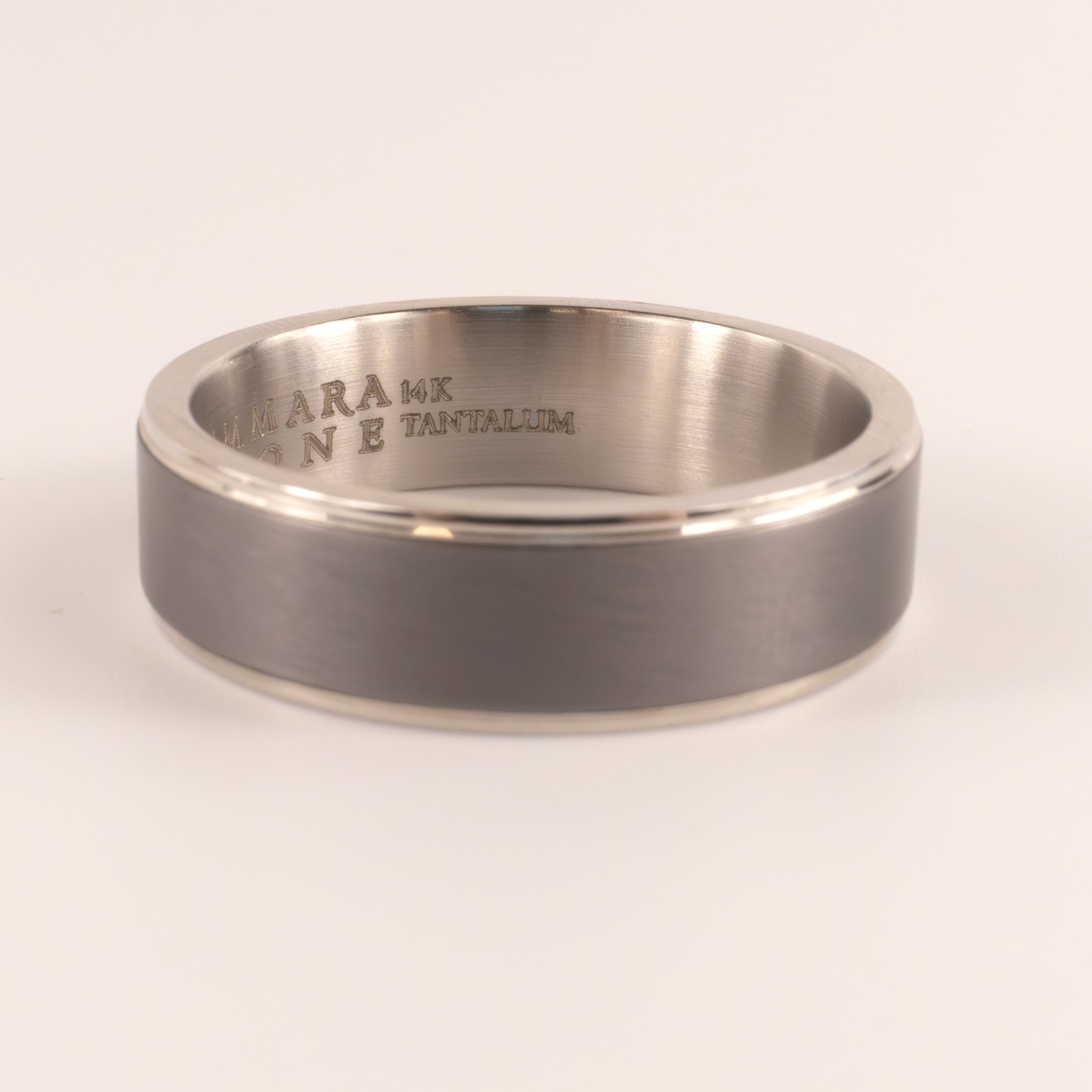 Tantalum & 14KWG Satin Center Mens Ring