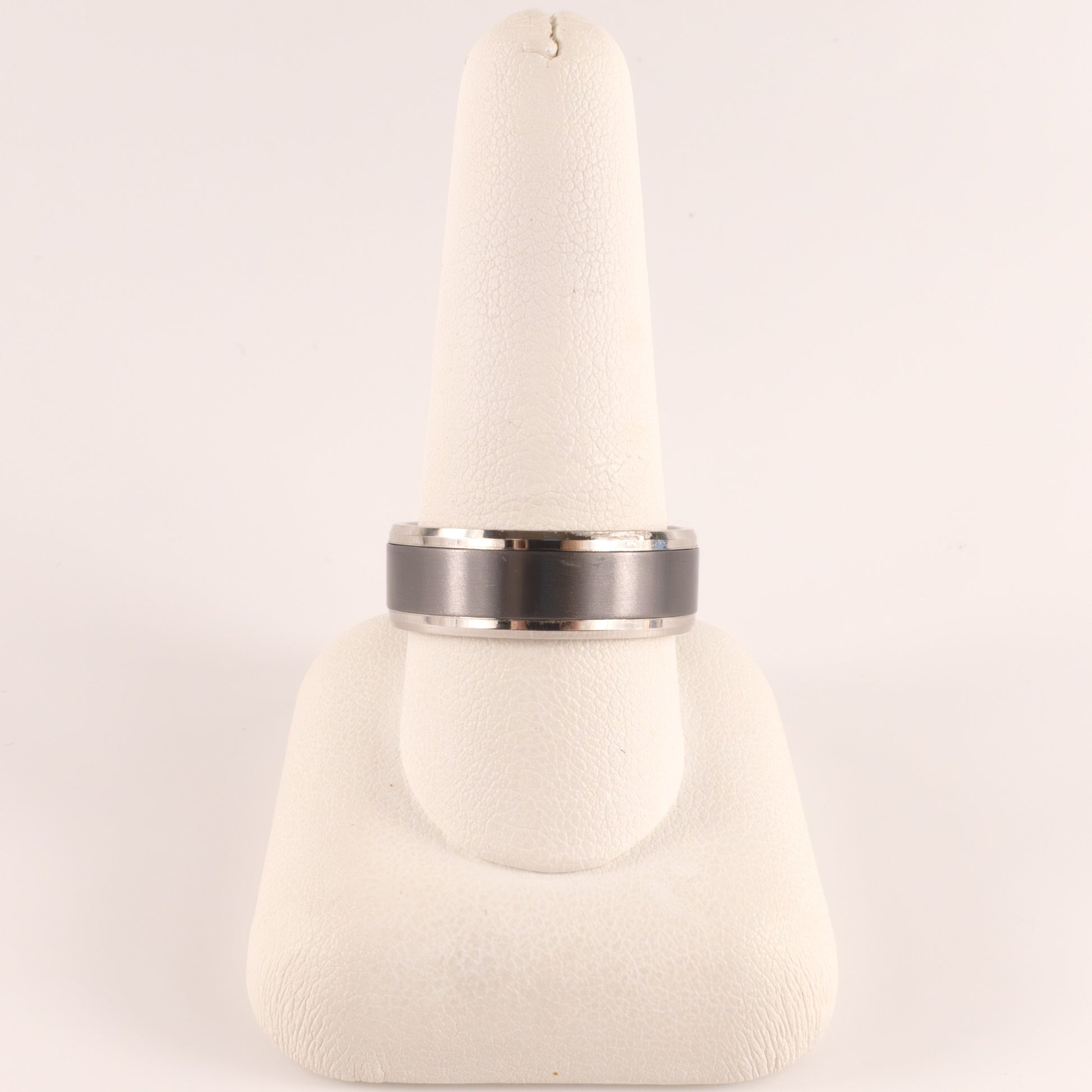 Tantalum & 14KWG Beveled Edge Satin Center Mens Ring