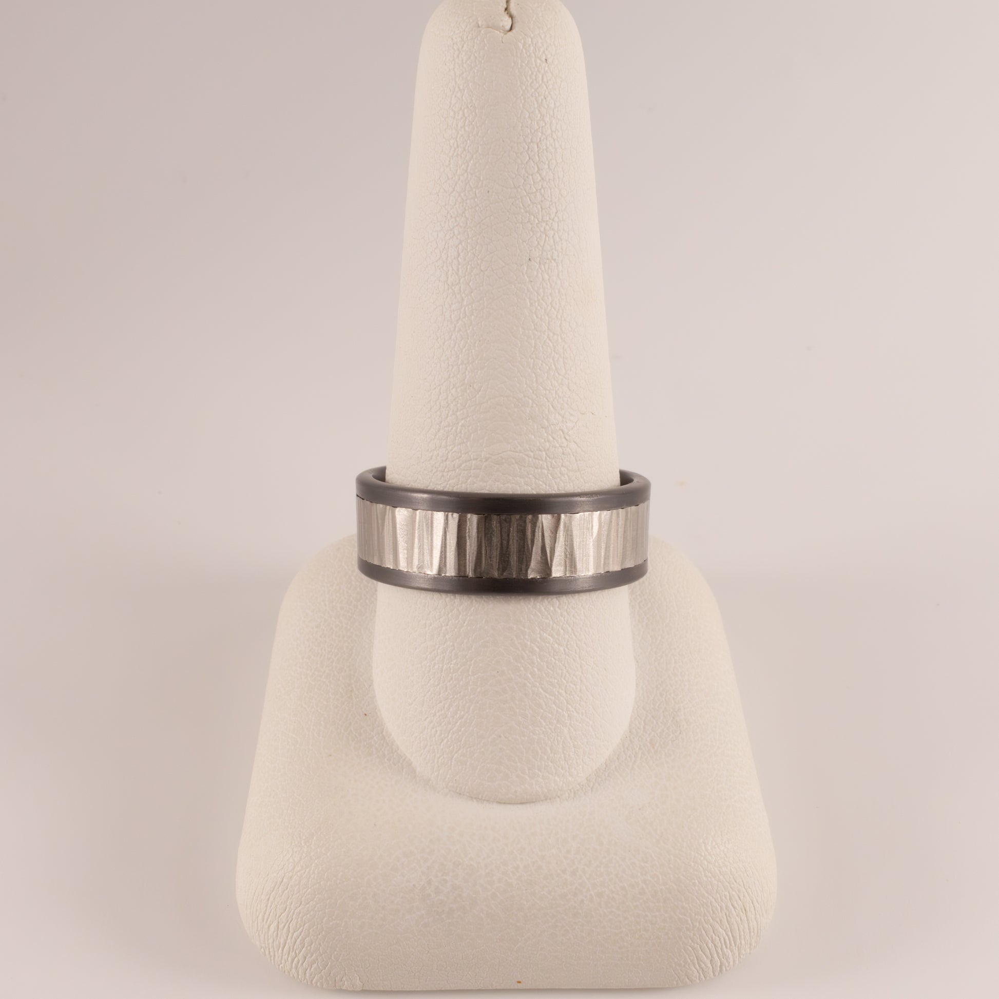 Tantalum & 14KWG Vertical Hammer Mens Ring