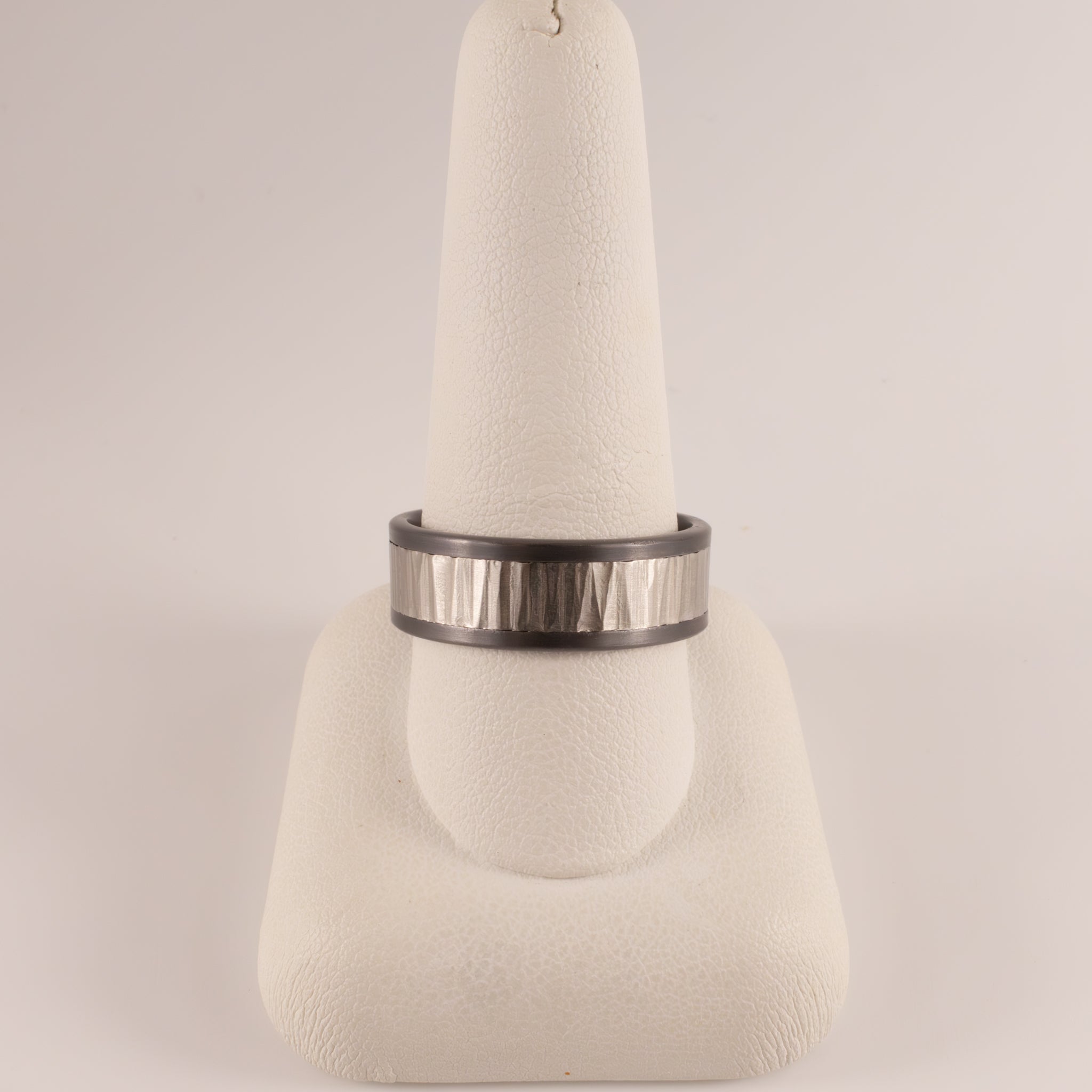 Tantalum & 14KWG Vertical Hammer Mens Ring