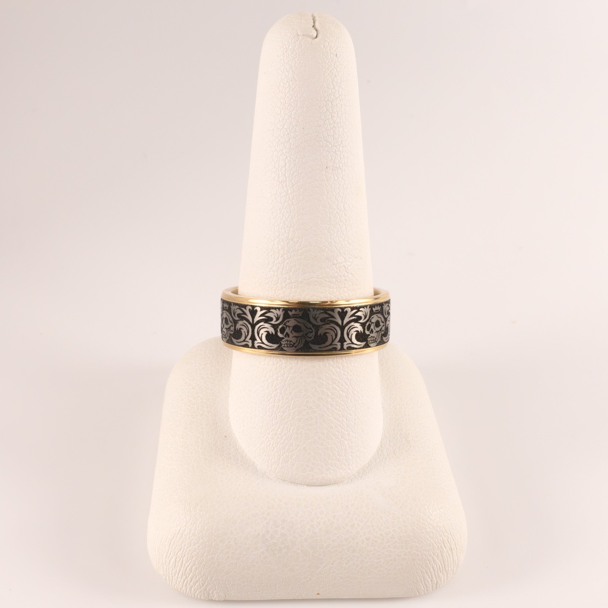 Tantalum & 14KYG Skull King Mens Ring