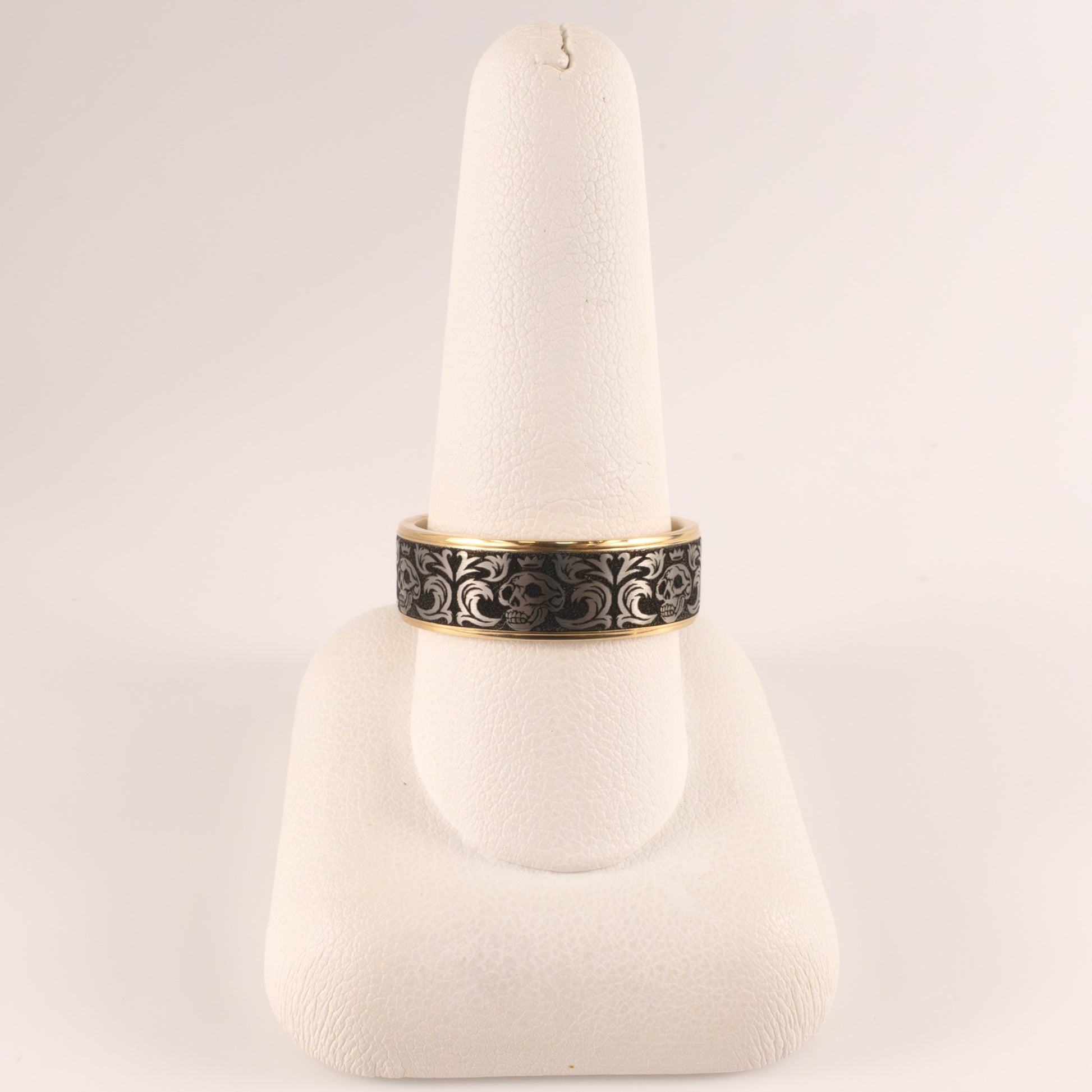 Tantalum & 14KYG Skull King Mens Ring