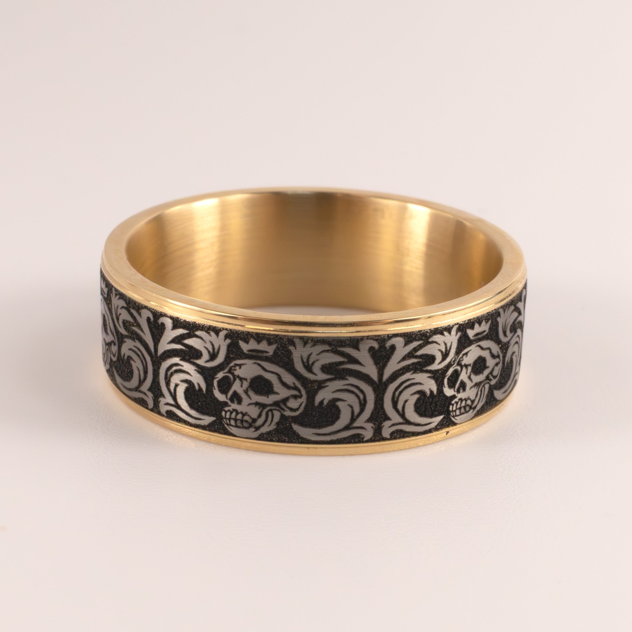 Tantalum & 14KYG Skull King Mens Ring