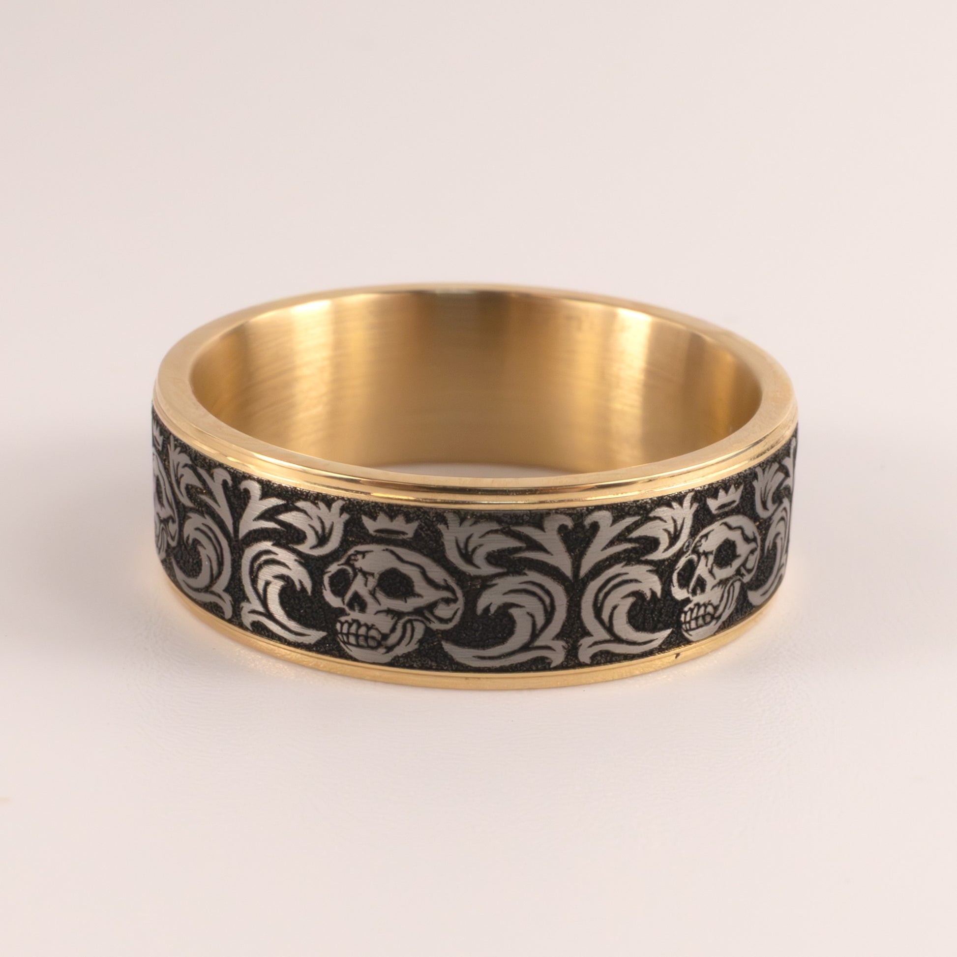 Tantalum & 14KYG Skull King Mens Ring